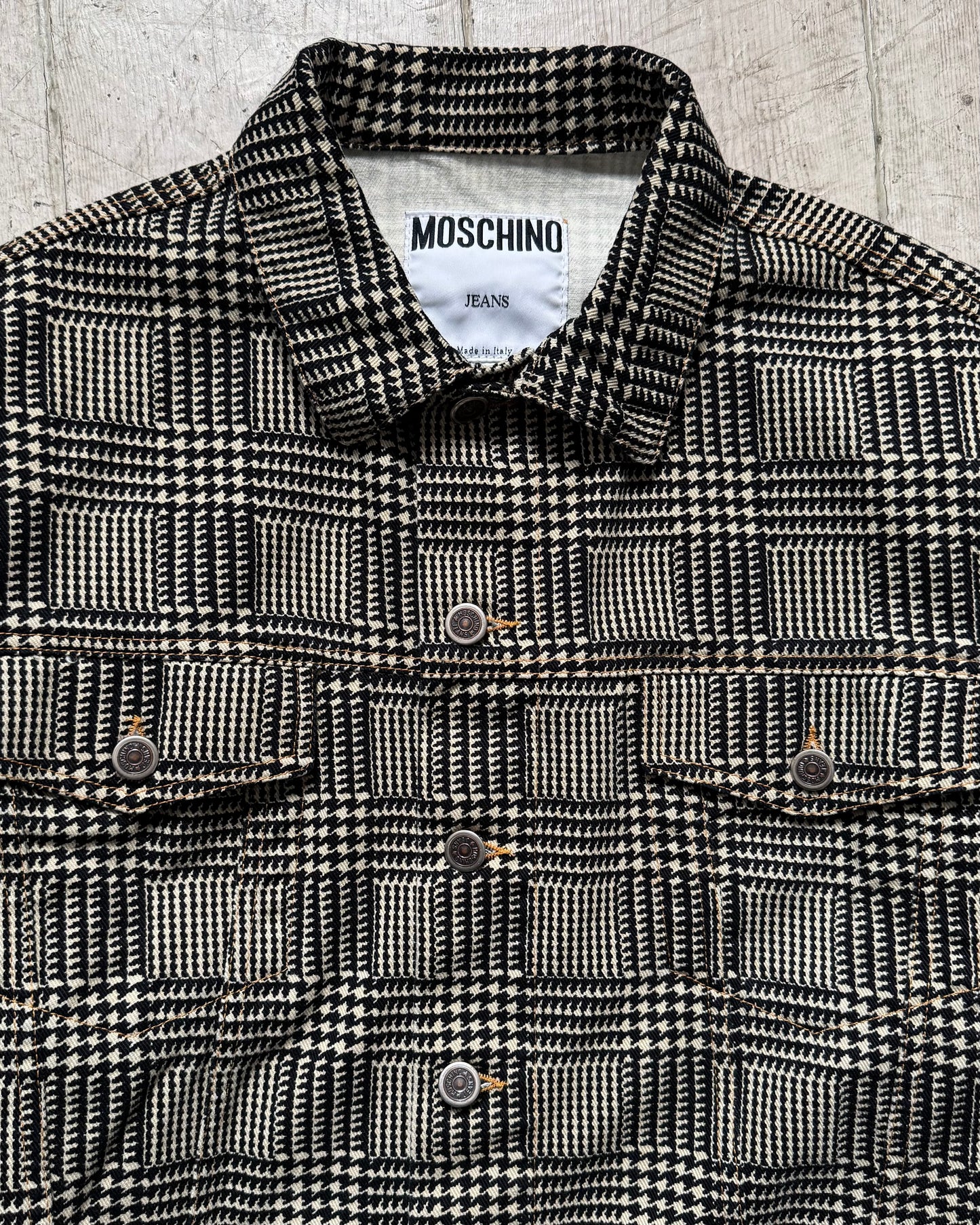 90s Houndstooth Trucker Jacket (M~L)