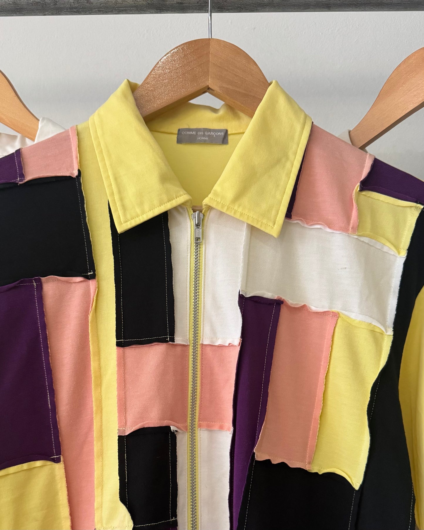 2001 Yellow Purple Pink Patchwork Polo Shirt / Top (~M~)