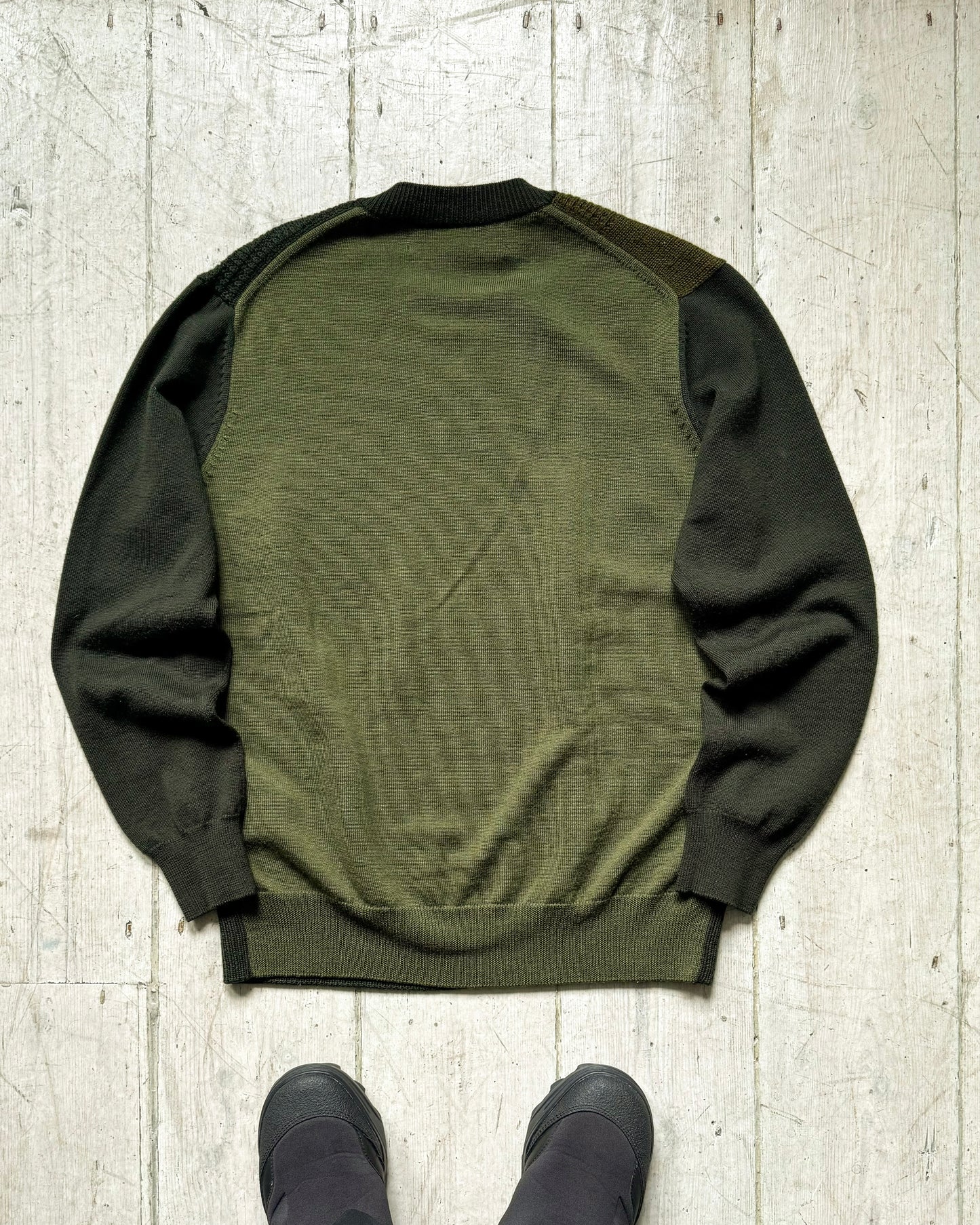 Green Mixed Block Patch Knit Jumper (~M~)