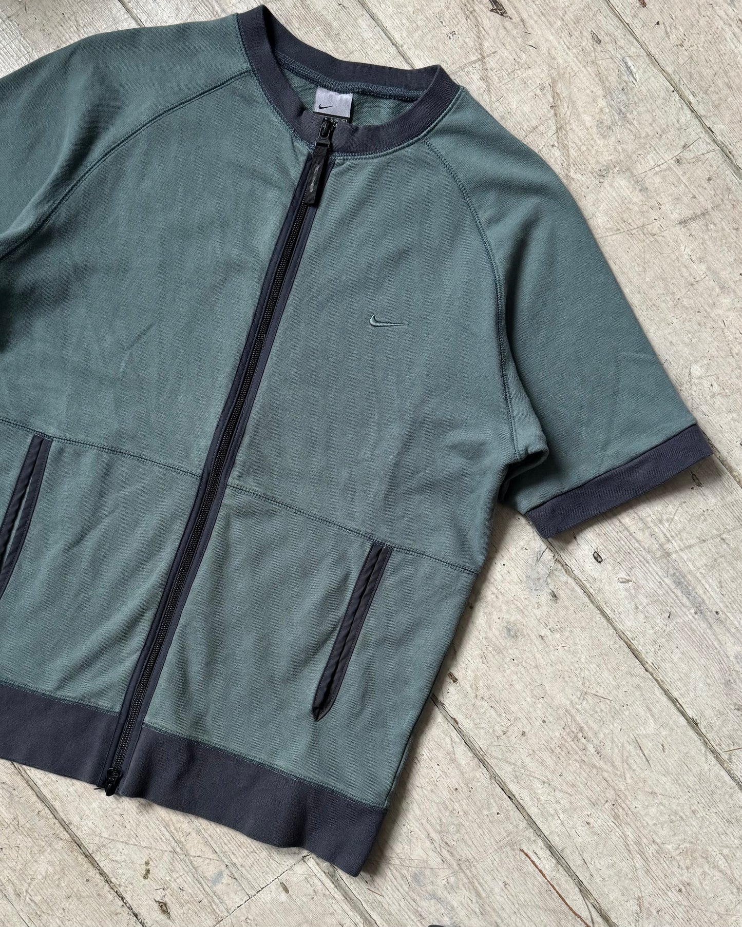 Spring 2001 Tonal Washed Blue / Grey Zip Up Jersey Top (~M~)
