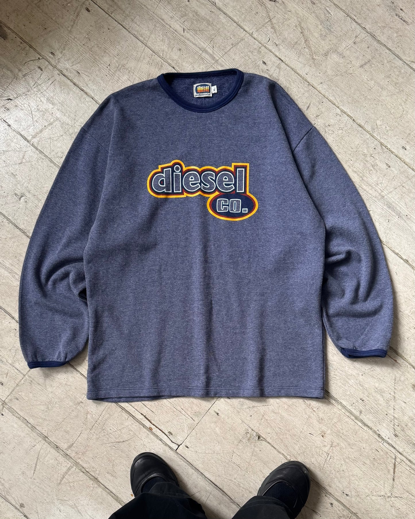90s Stroke Logo Heather Blue Lightweight Jumper (L~ XL)