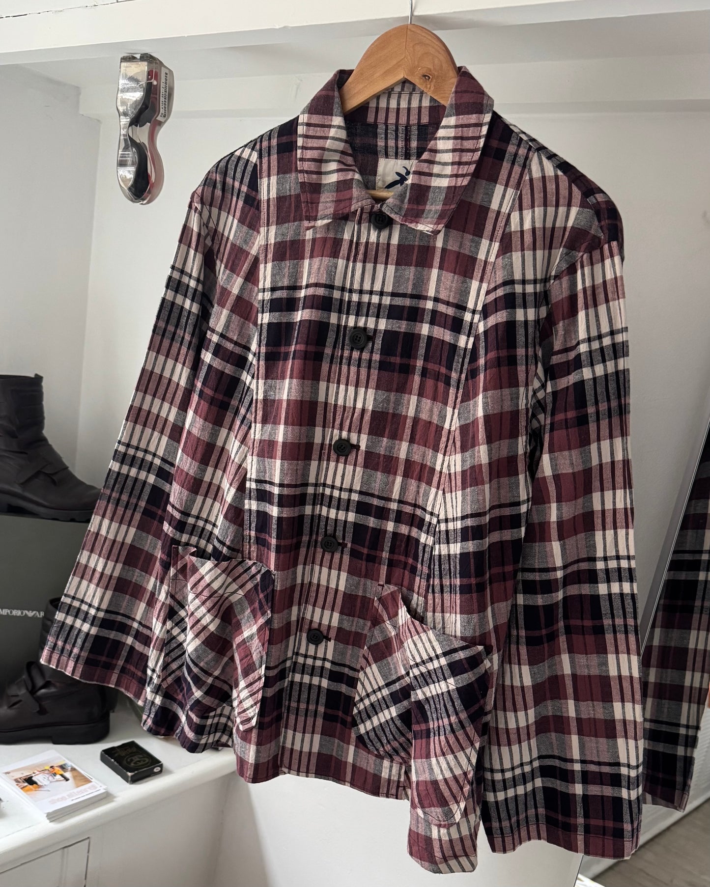 Plaid Button Up Lightweight Work Jacket (~L~)