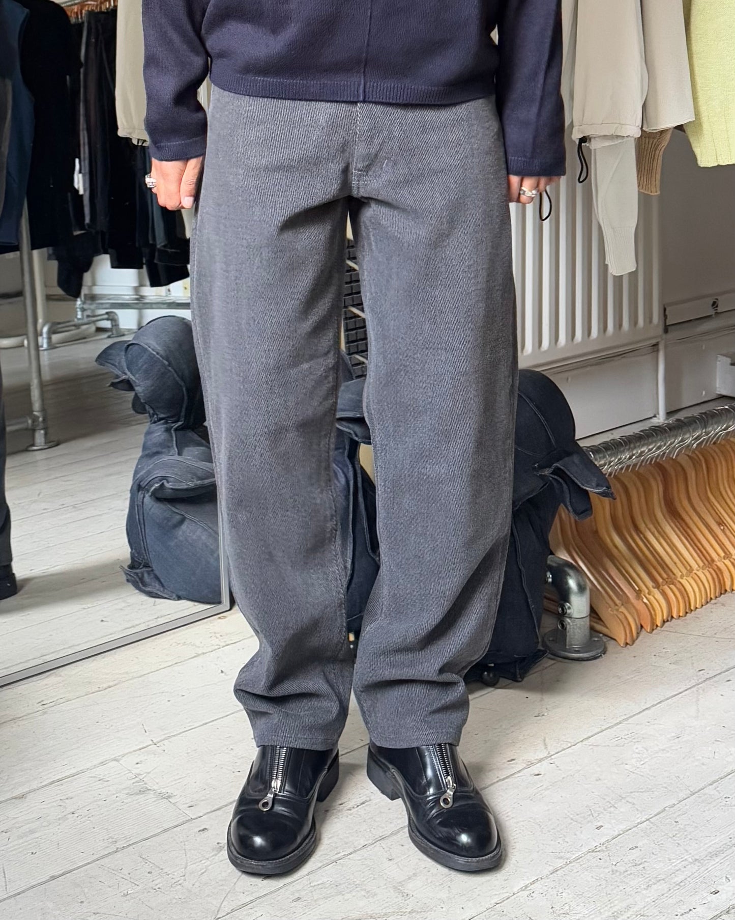 Early 2000s Eco-stone Diagonal Weave Textured Grey Pants / Trousers (28~30)