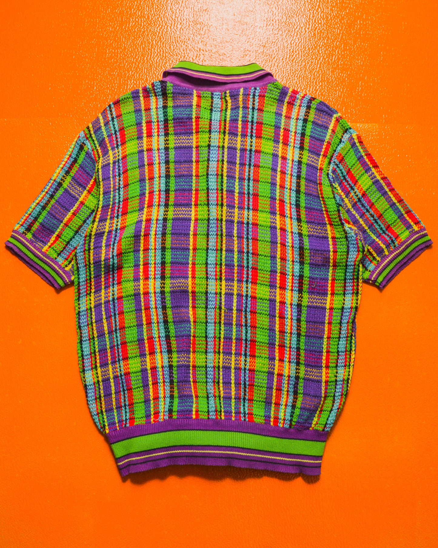 Vibrant Plaid Knit Polo (~M~)