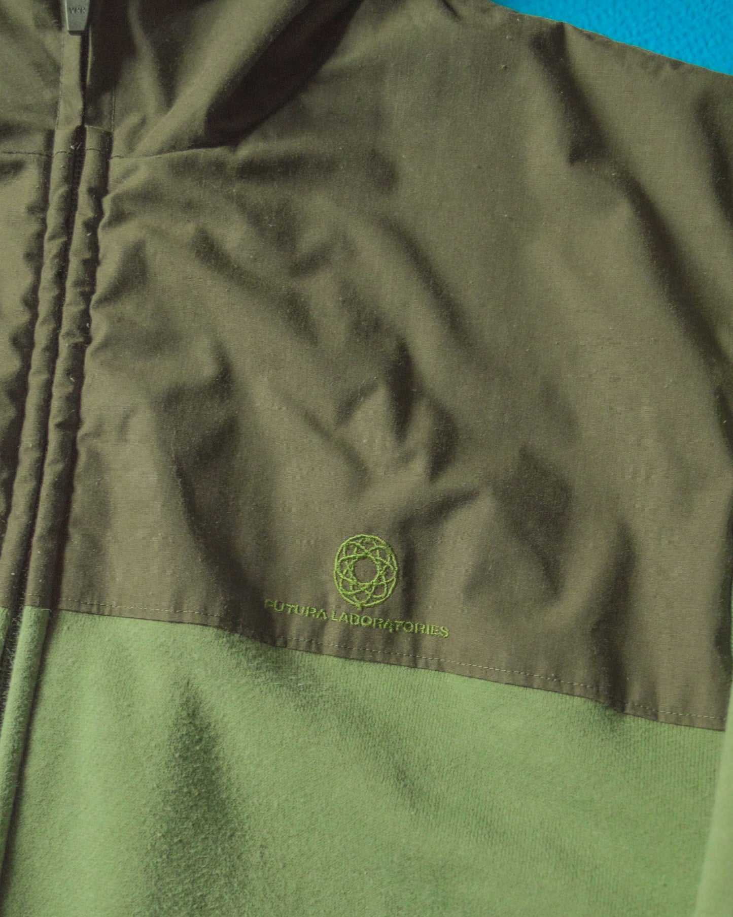 Panelled Cotton Green Brown Zip Up Hoody (~M~)