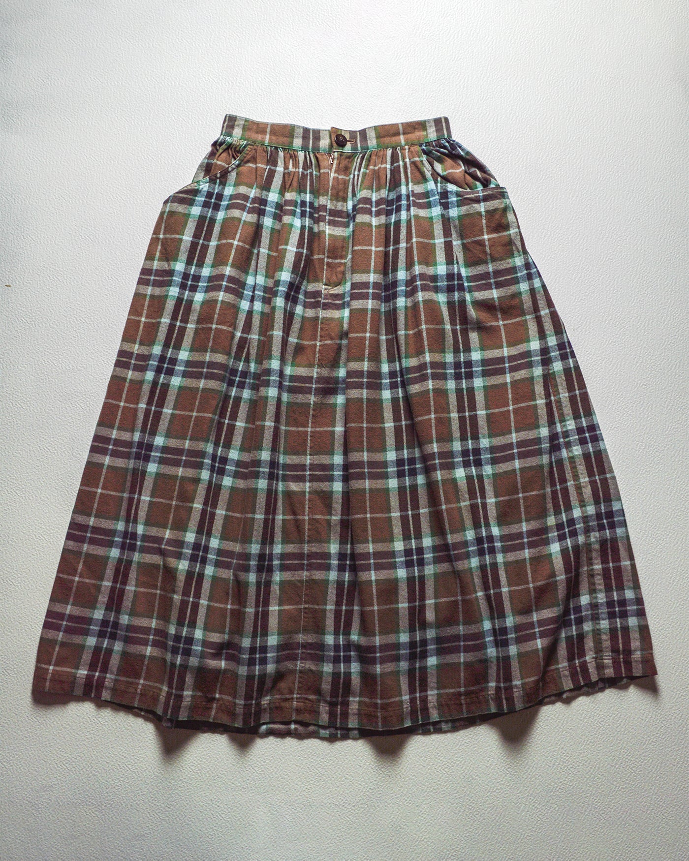 Brown Plaid Midi Skirt (9)