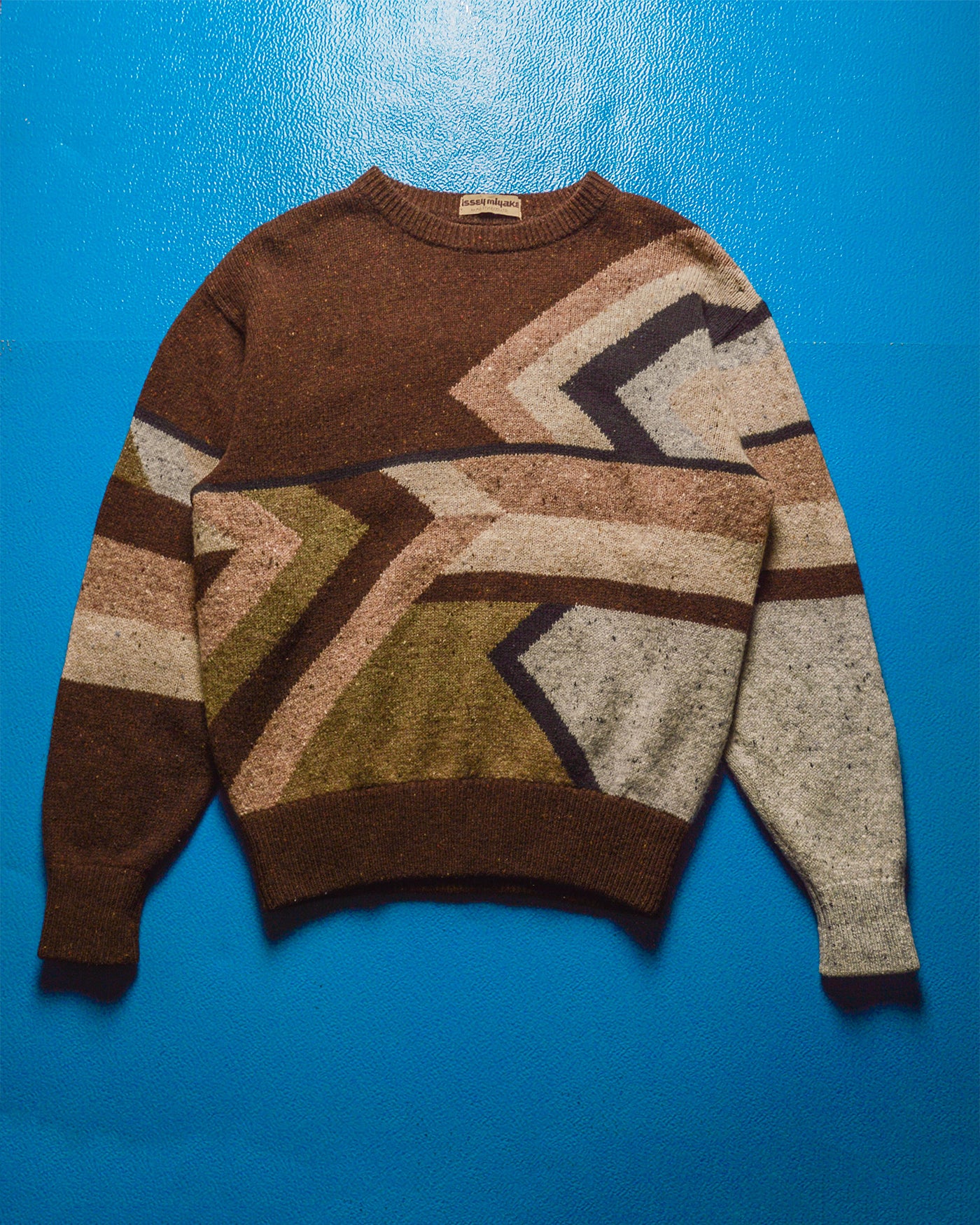 70s Earthy Brown Abstract Pattern Knit Jumper  (~M~)