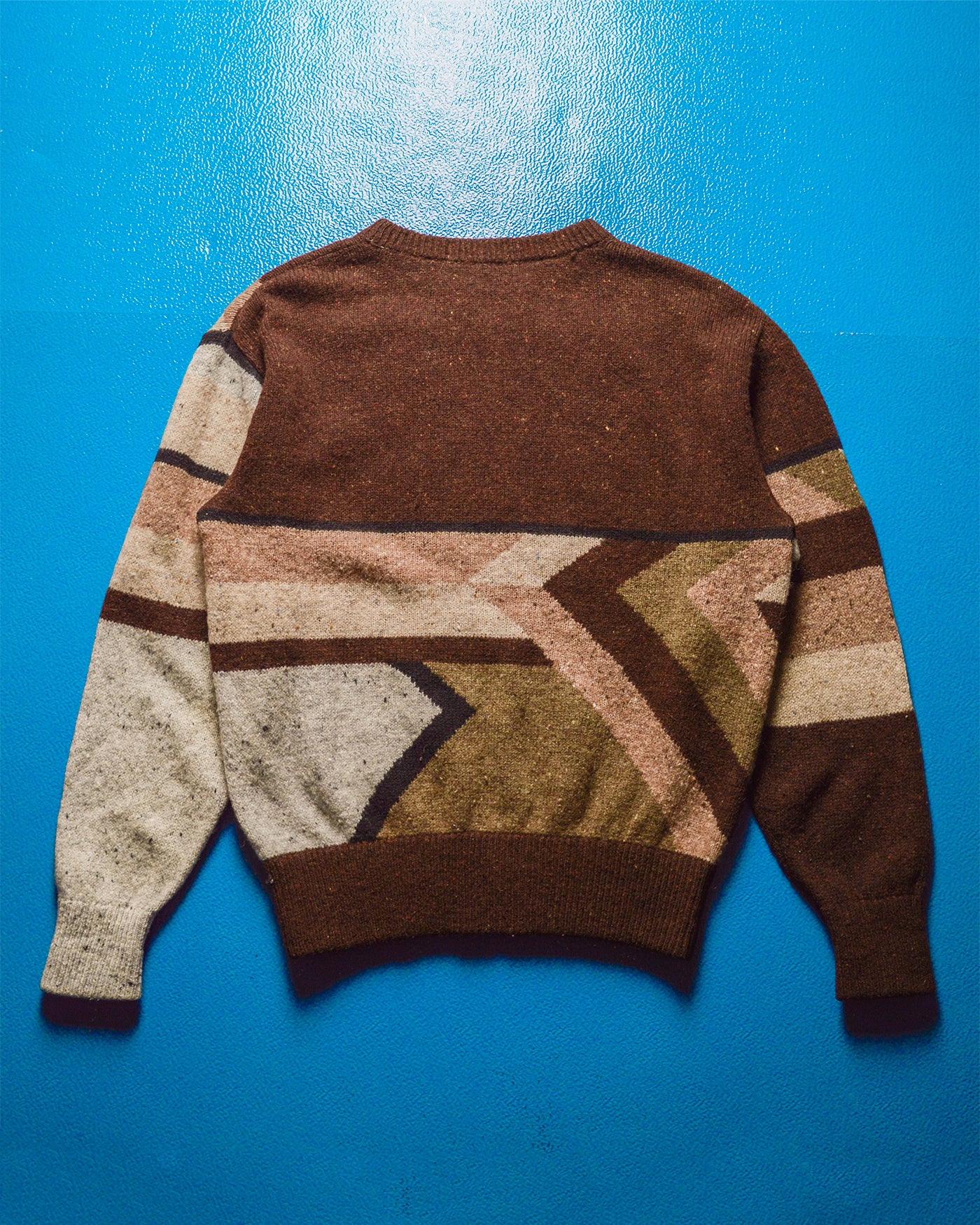 70s Earthy Brown Abstract Pattern Knit Jumper  (~M~)