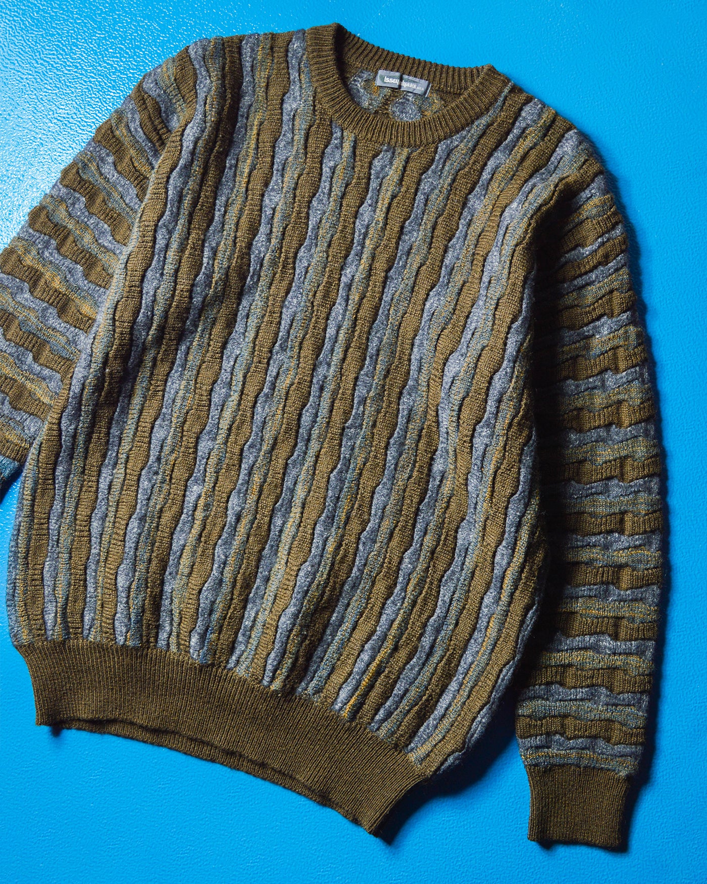 80s Olive Grey Multitone Woven Knit Jumper (~L~)