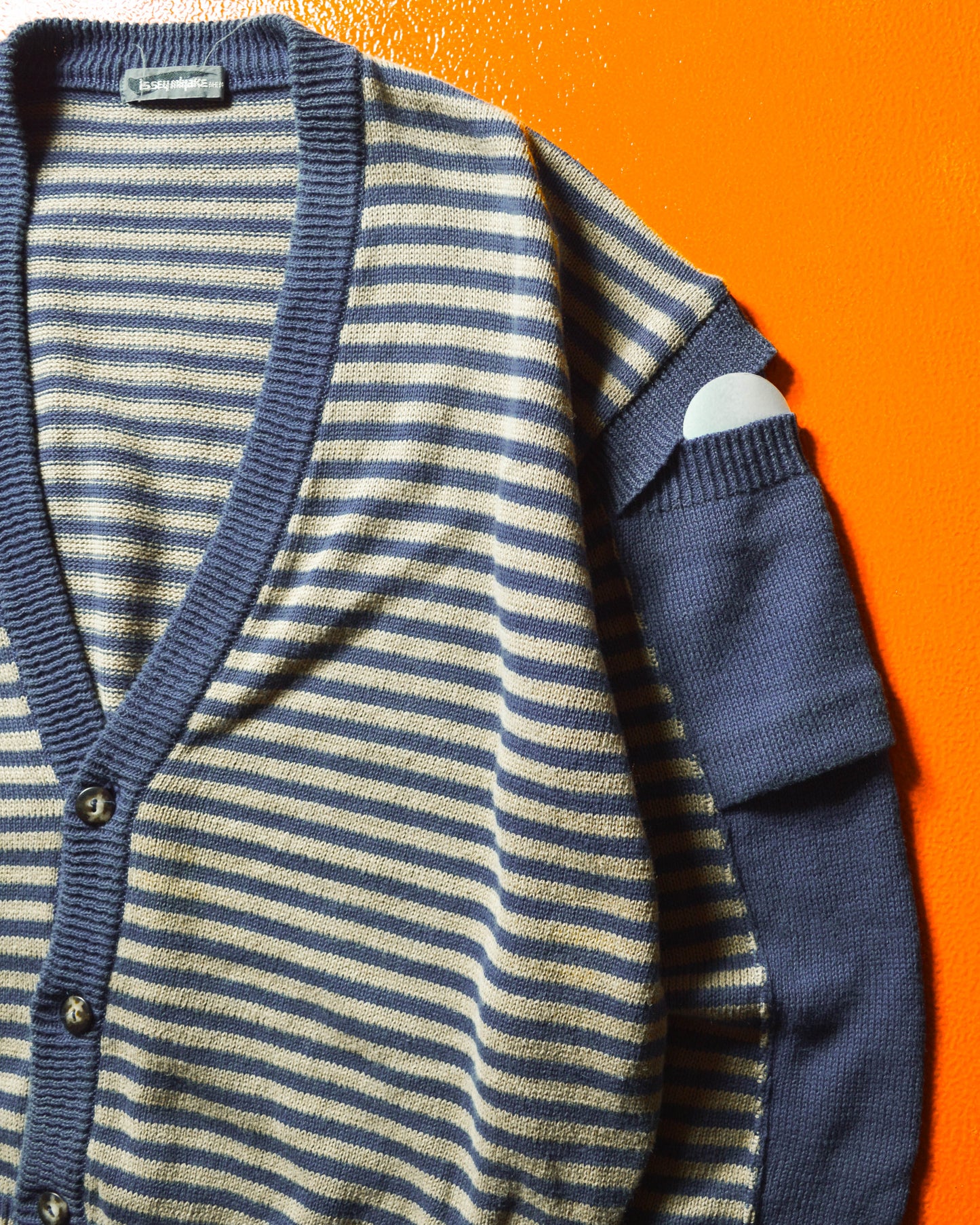 80s Sleeve Panel Compartment Knit Cardigan (~M~)