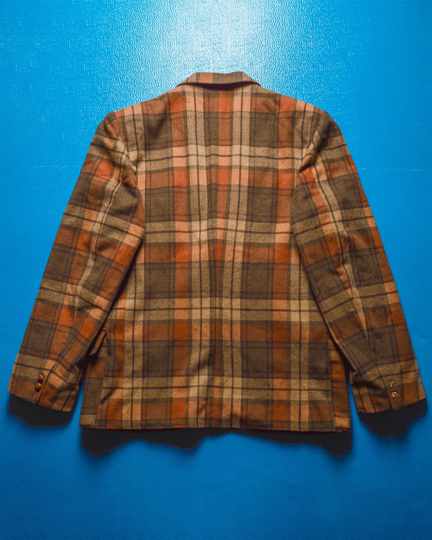 Brown / Orange Plaid Pleated Front Blazer (L)