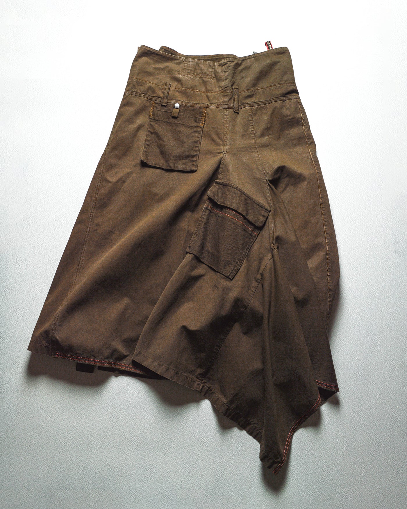 Reconstructed Asymmetrical Brown Cargo Skirt (44)