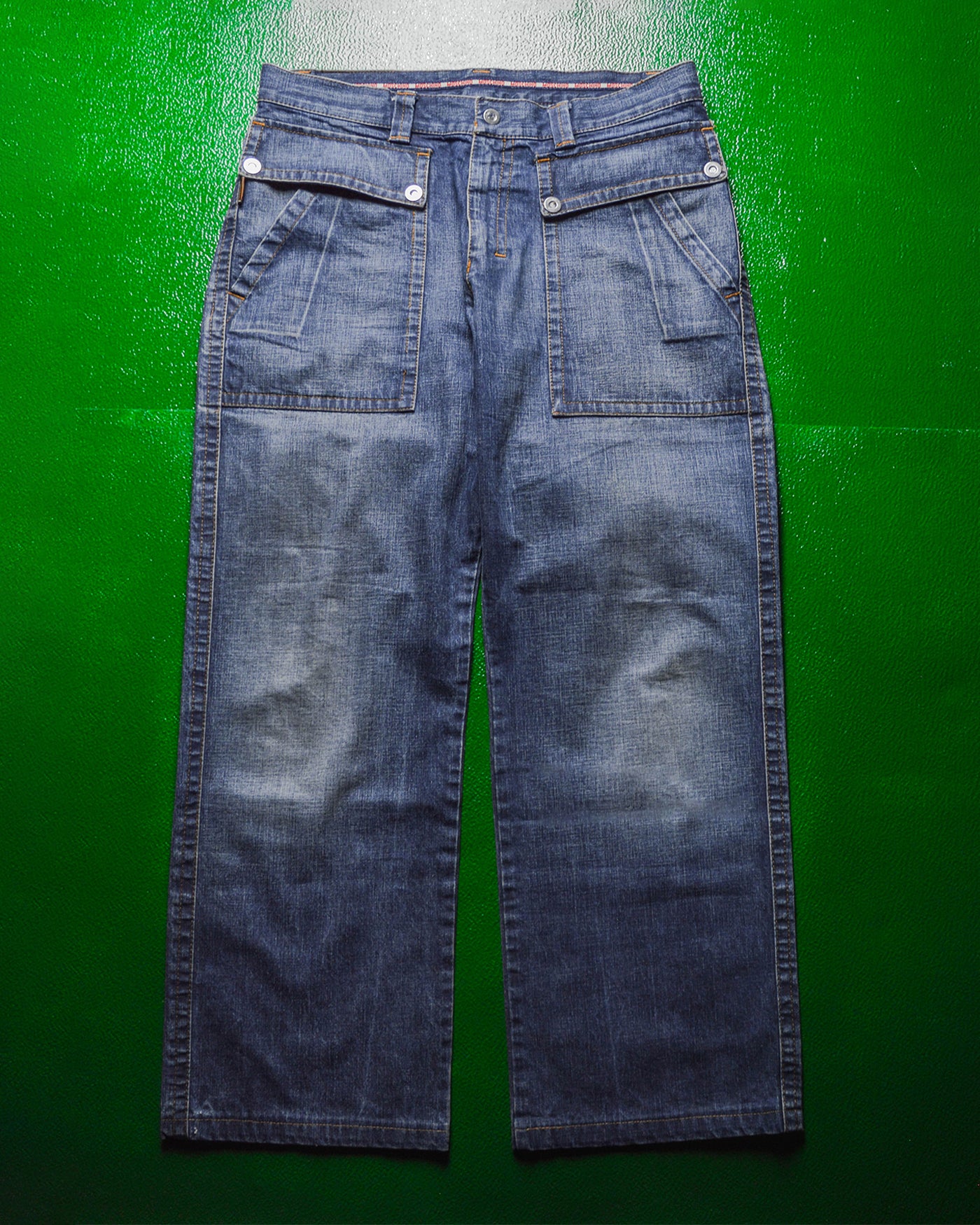 Early 2000s Patch Panelled Pocket Jeans (34)