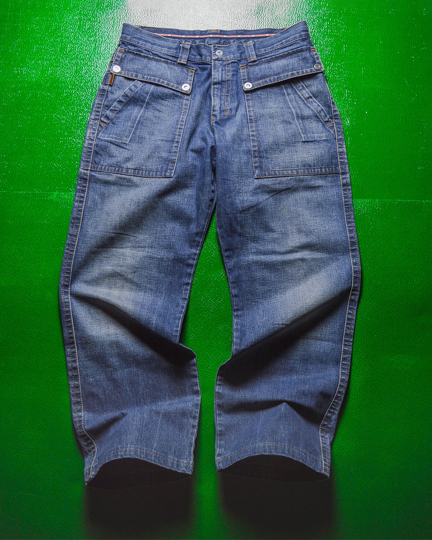 Early 2000s Patch Panelled Pocket Jeans (34)