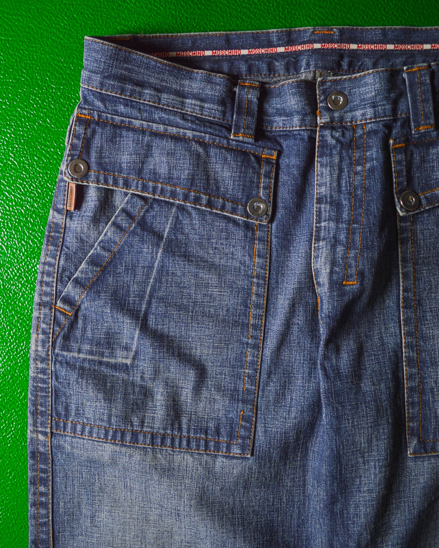 Early 2000s Patch Panelled Pocket Jeans (34)