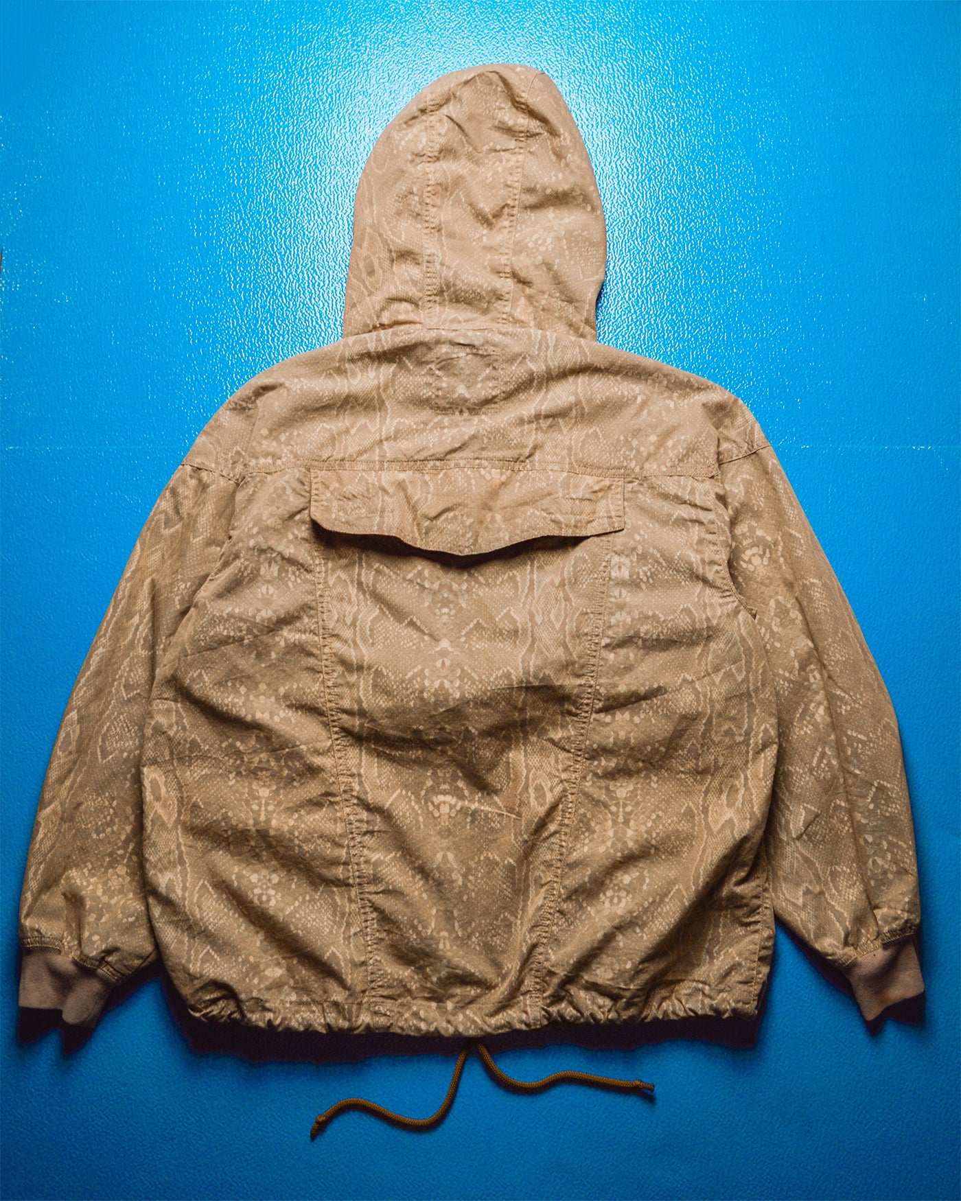 80s Snake Skin Print Hooded Light Zip Up Packable Jacket (~M~)
