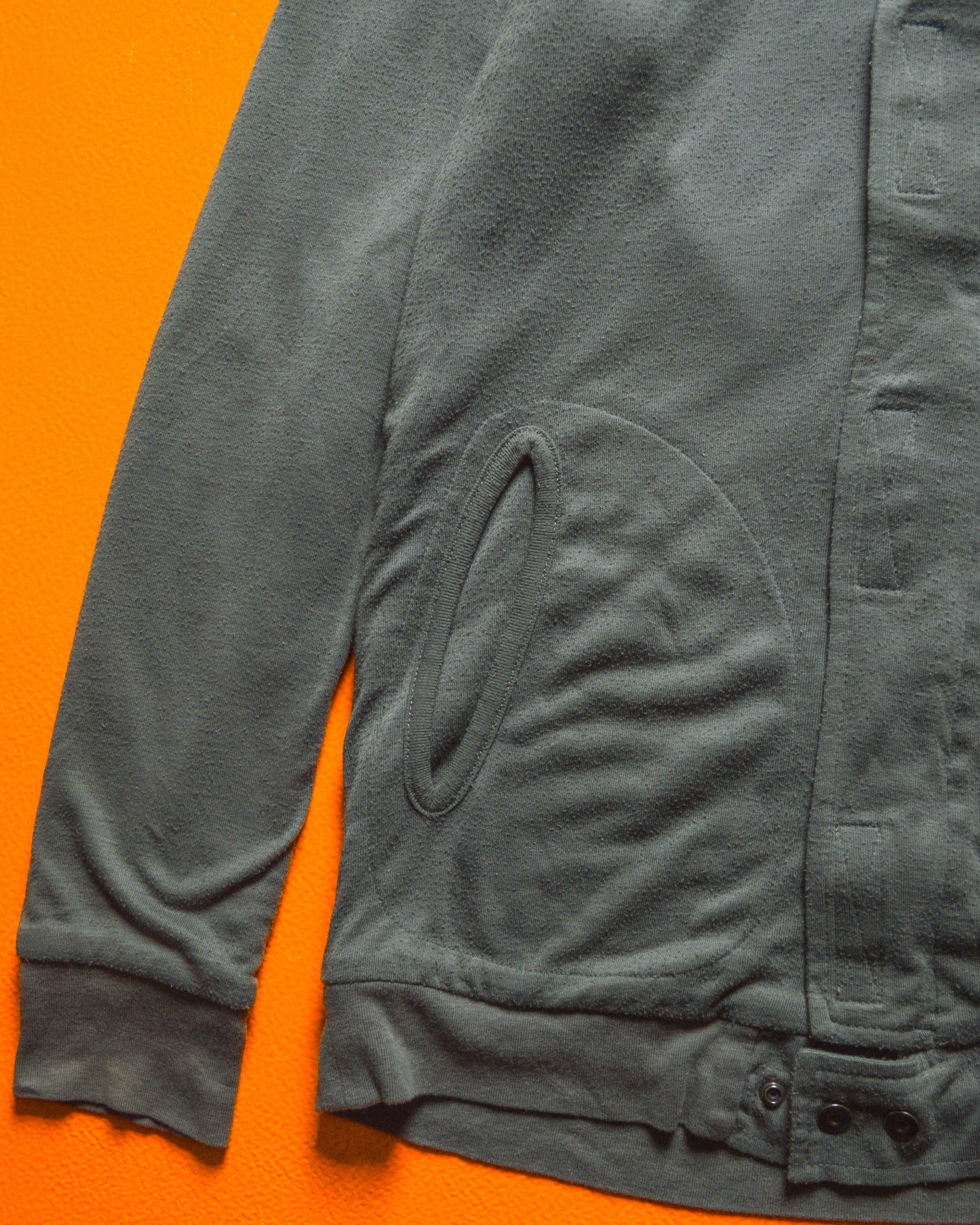 Mid 2000s Grey Full Zip Up Eye Cut-out / Gimp Thermal Lined Lightweight Hoody (~S~)