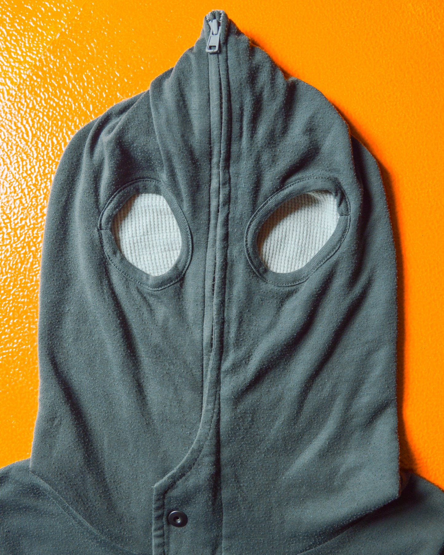 Mid 2000s Grey Full Zip Up Eye Cut-out / Gimp Thermal Lined Lightweight Hoody (~S~)