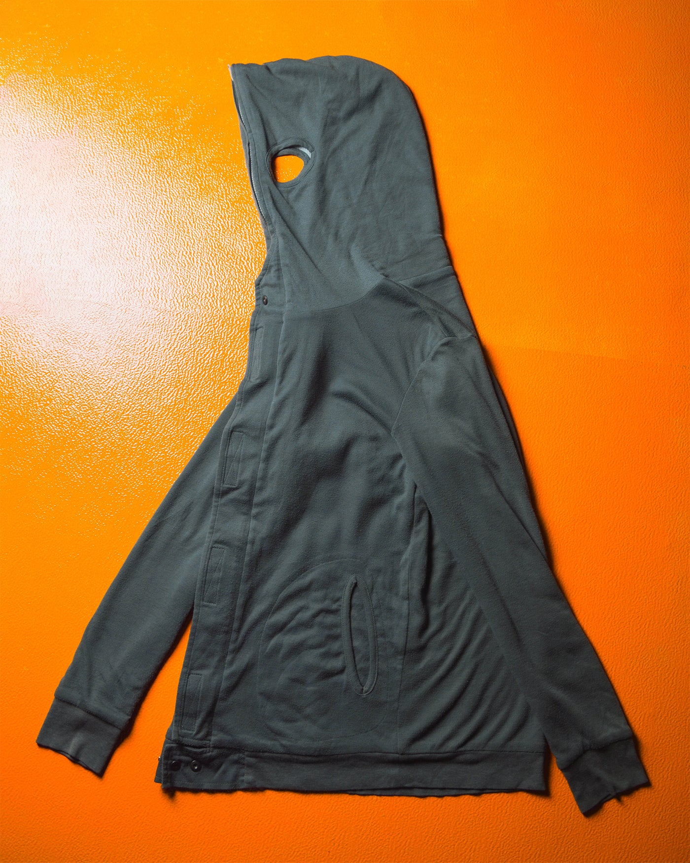 Mid 2000s Grey Full Zip Up Eye Cut-out / Gimp Thermal Lined Lightweight Hoody (~S~)
