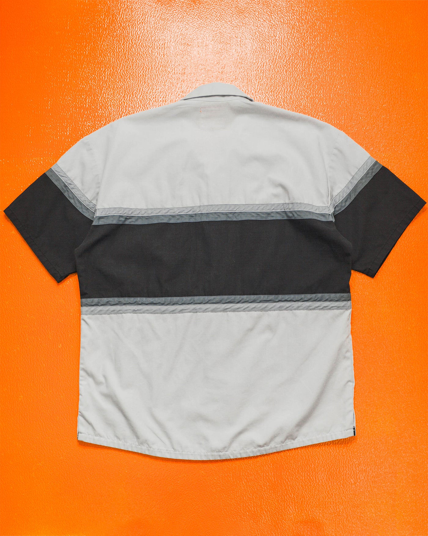 Early 2000s Greyscale Strip Panelled Boxy Shirt (M)