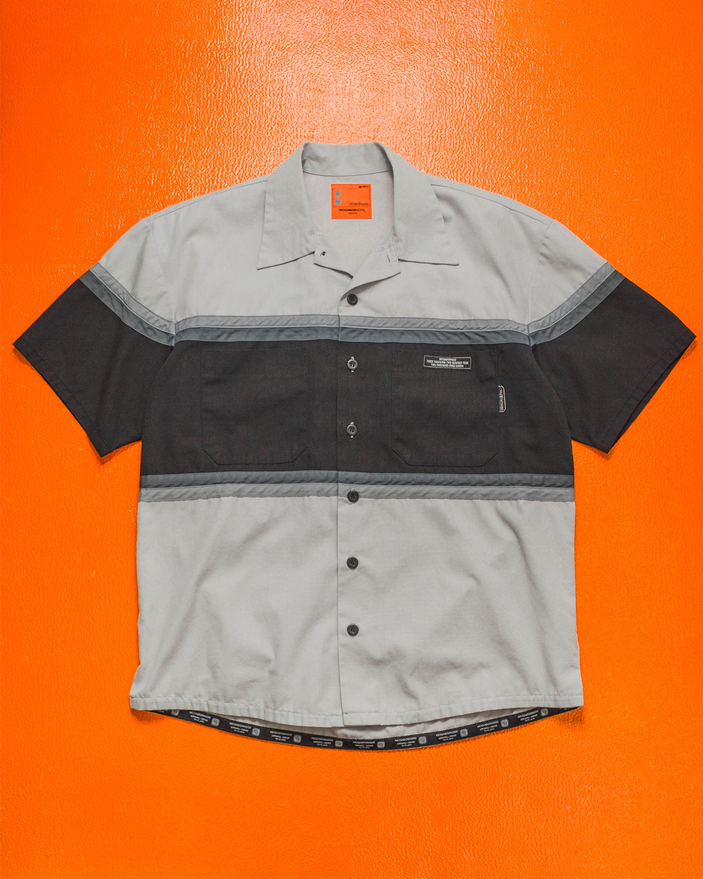 Early 2000s Greyscale Strip Panelled Boxy Shirt (M)