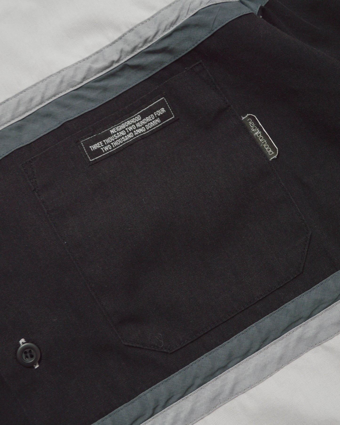 Early 2000s Greyscale Strip Panelled Boxy Shirt (M)