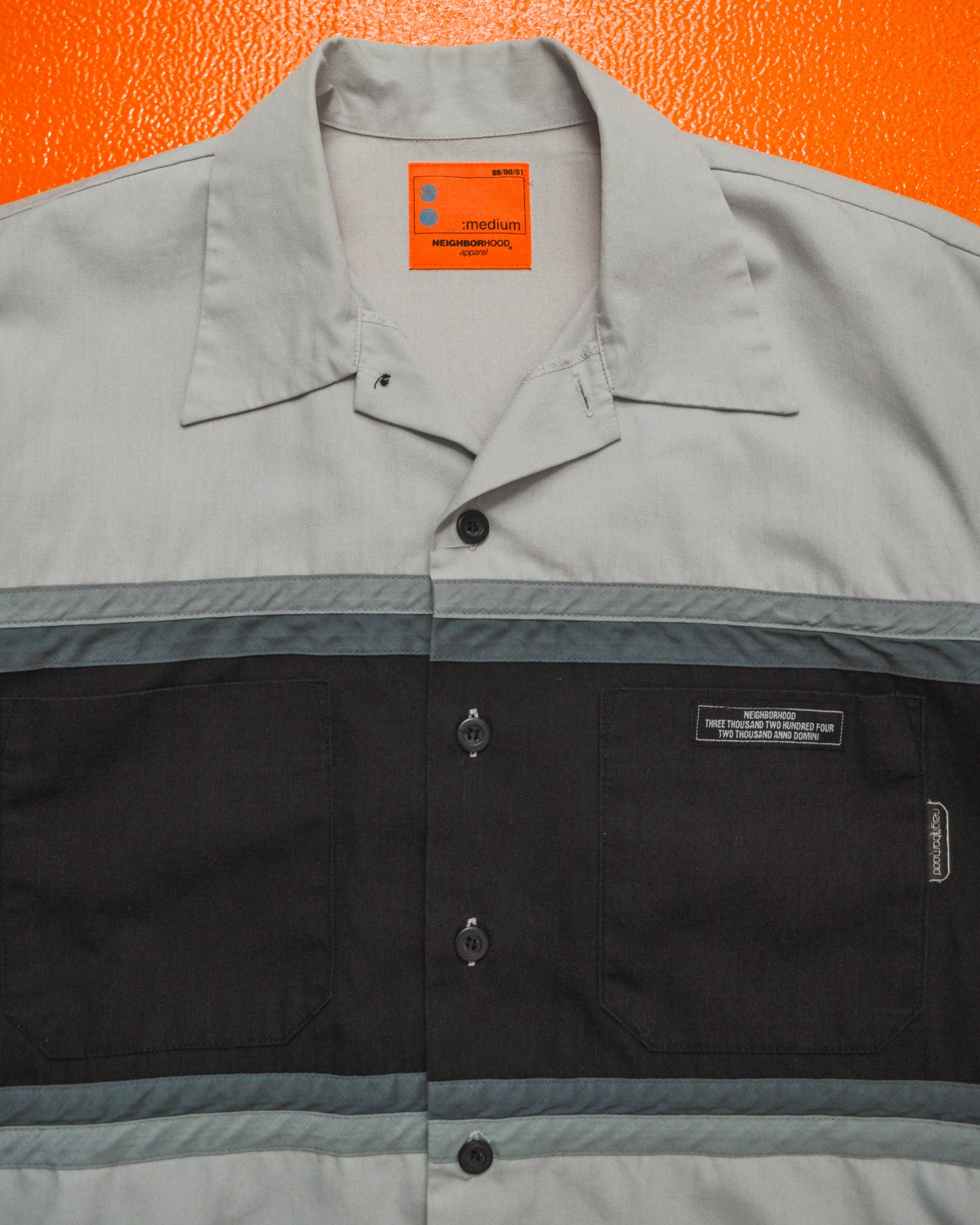 Early 2000s Greyscale Strip Panelled Boxy Shirt (M)