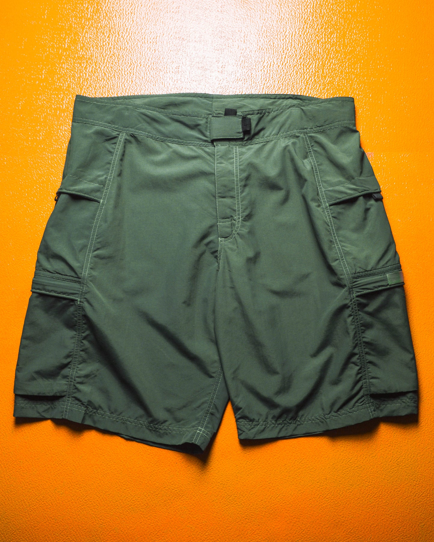 Spring 2001 Green Nylon 4 Pocket Cargo Shorts (38)