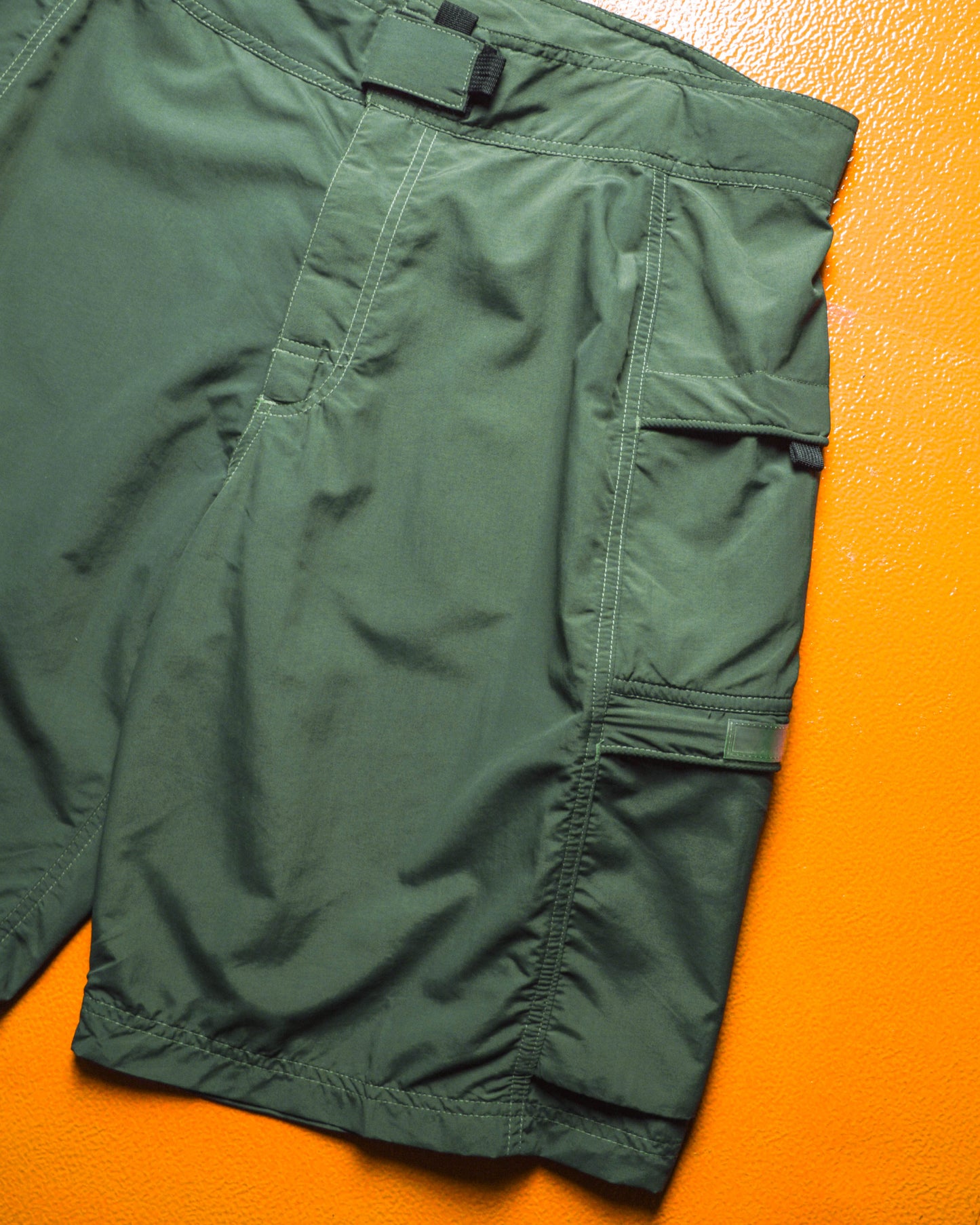 Spring 2001 Green Nylon 4 Pocket Cargo Shorts (38)