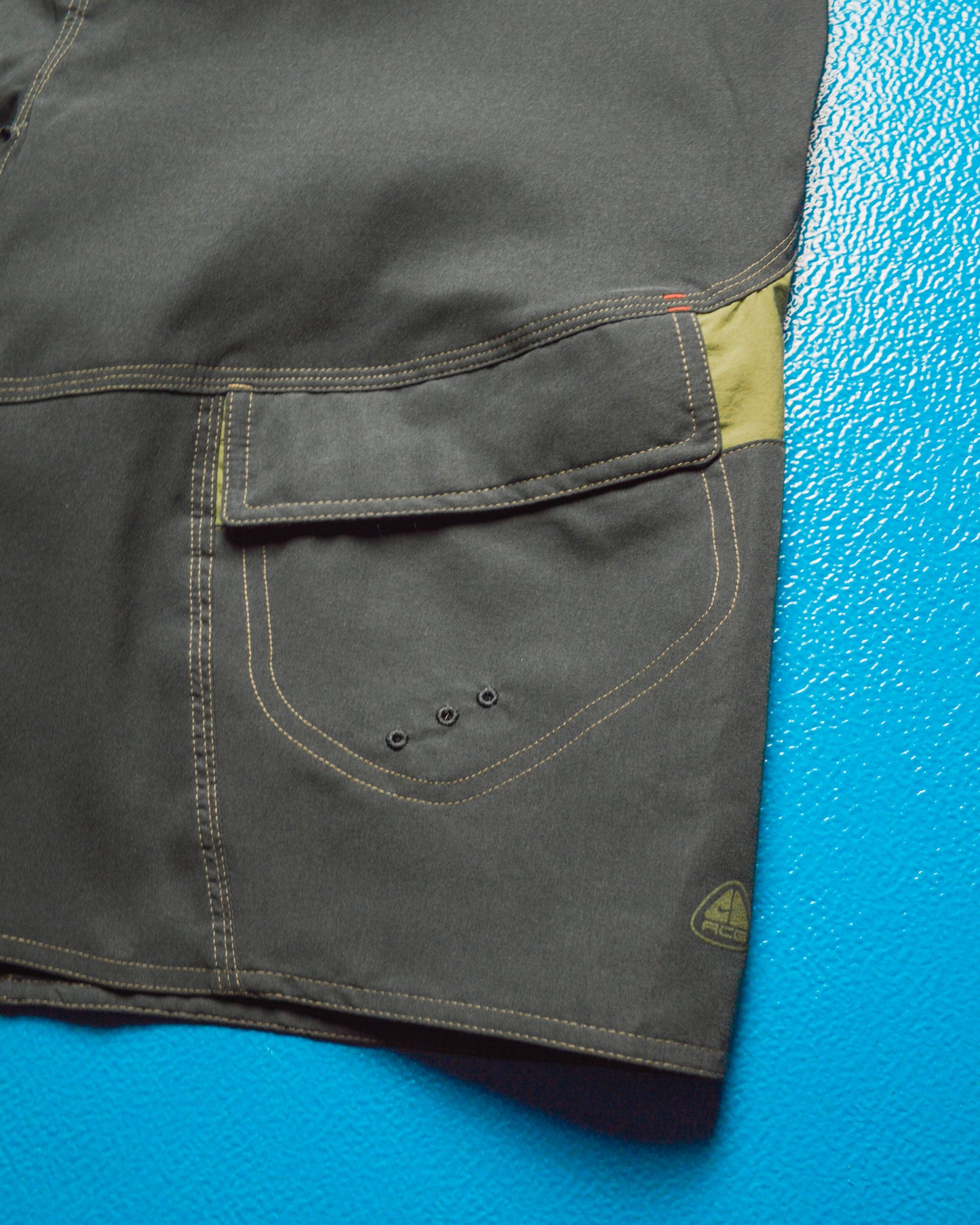 Spring 2004 Grey Green Panelled Strip Pocket Board Shorts (~36~)