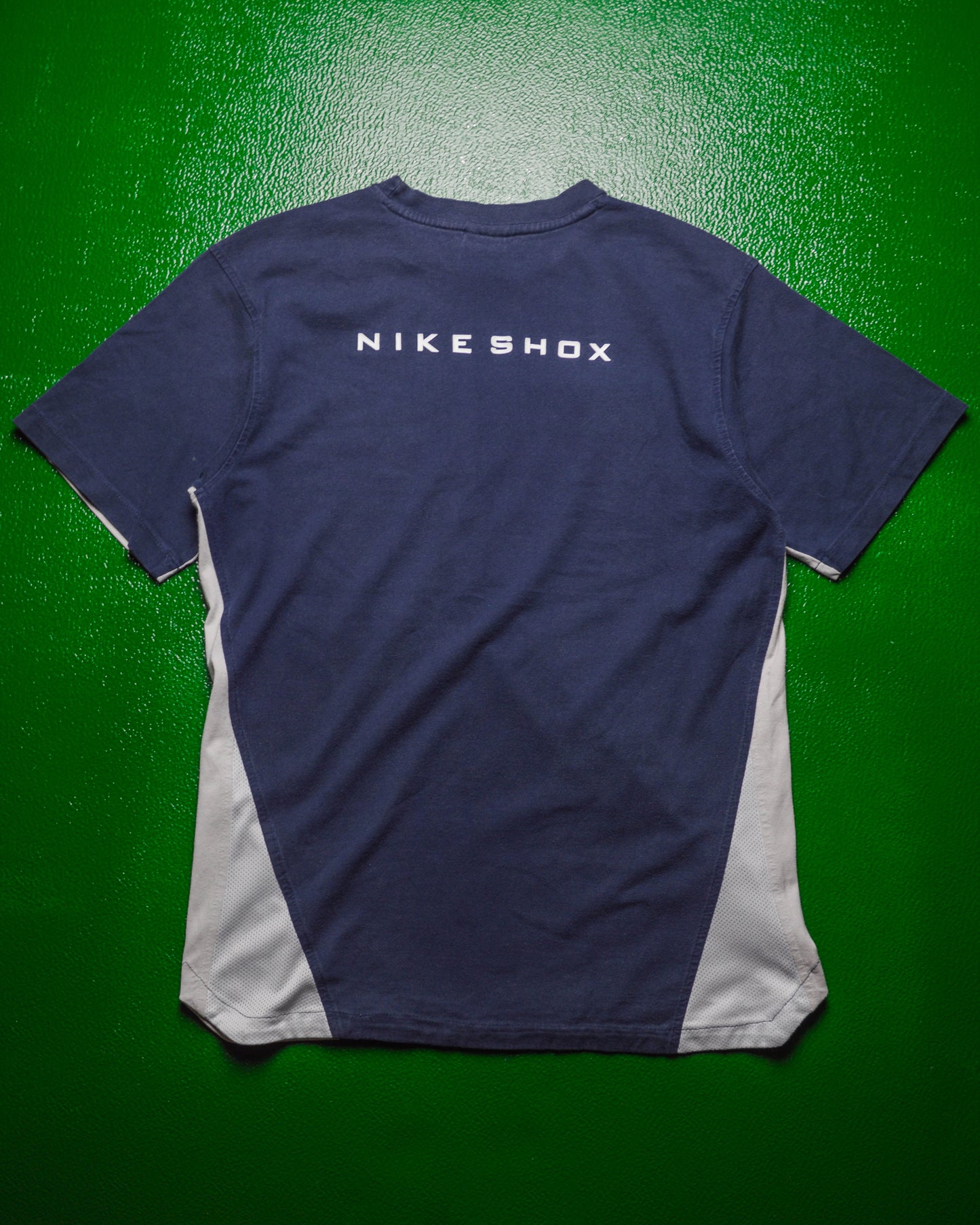 Shox Faux Impression Mesh Print Panelled Mesh T-shirt (~S~)