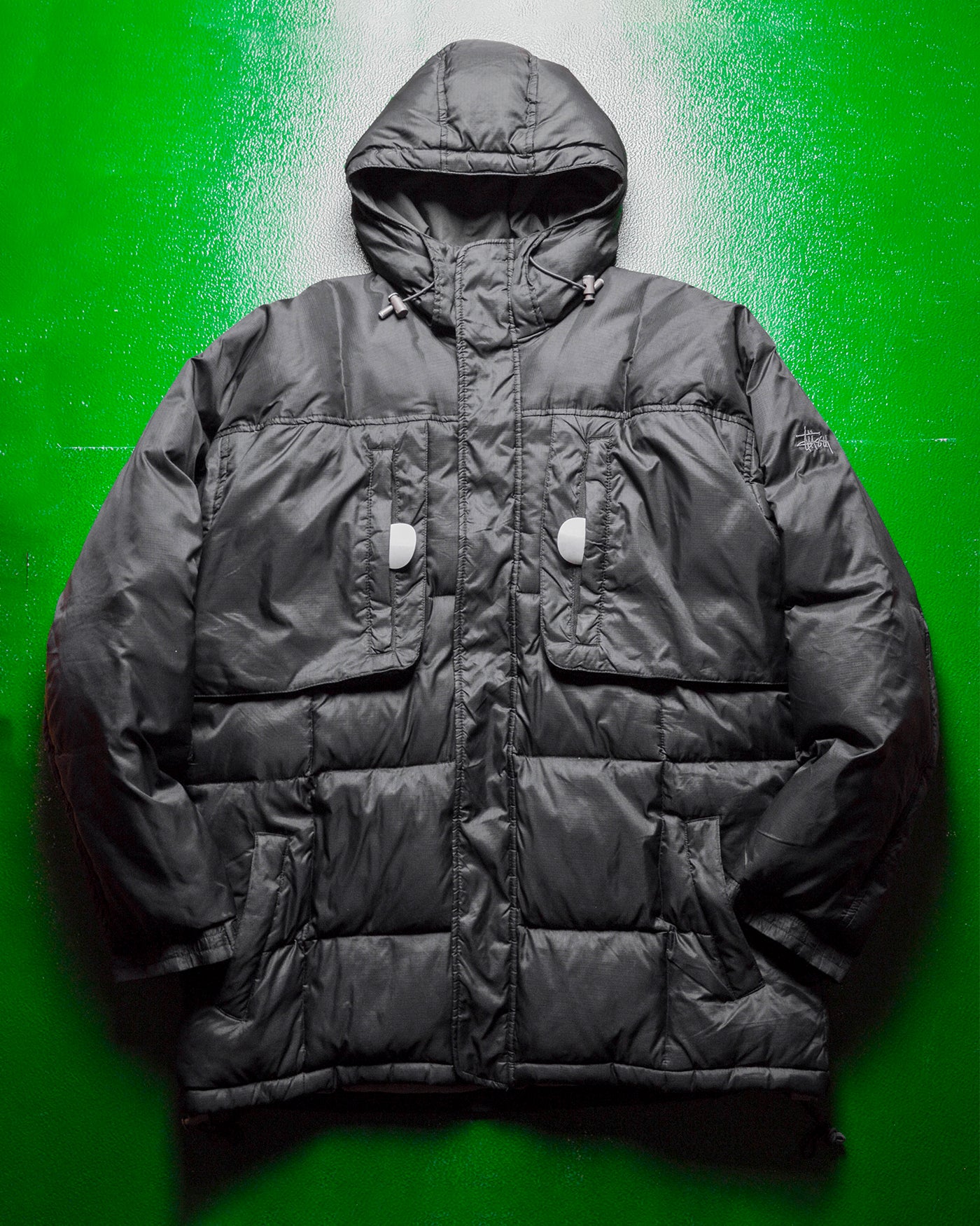 Late 90s Black Drop Pocket Puffer Jacket (L)