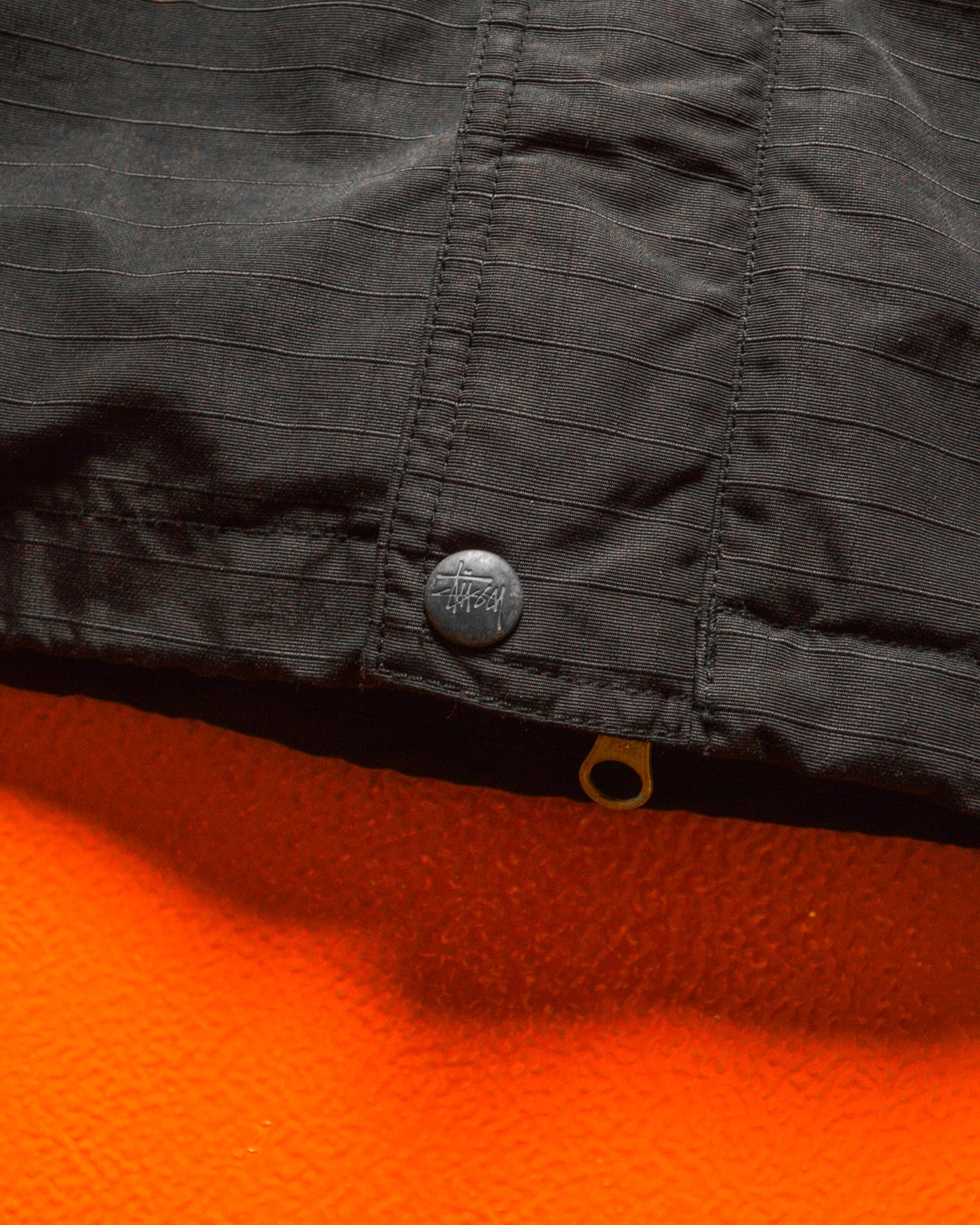 Late 90s Black Ripstop Embroidered Sleeve Logo Windbreaker Jacket (M~L)