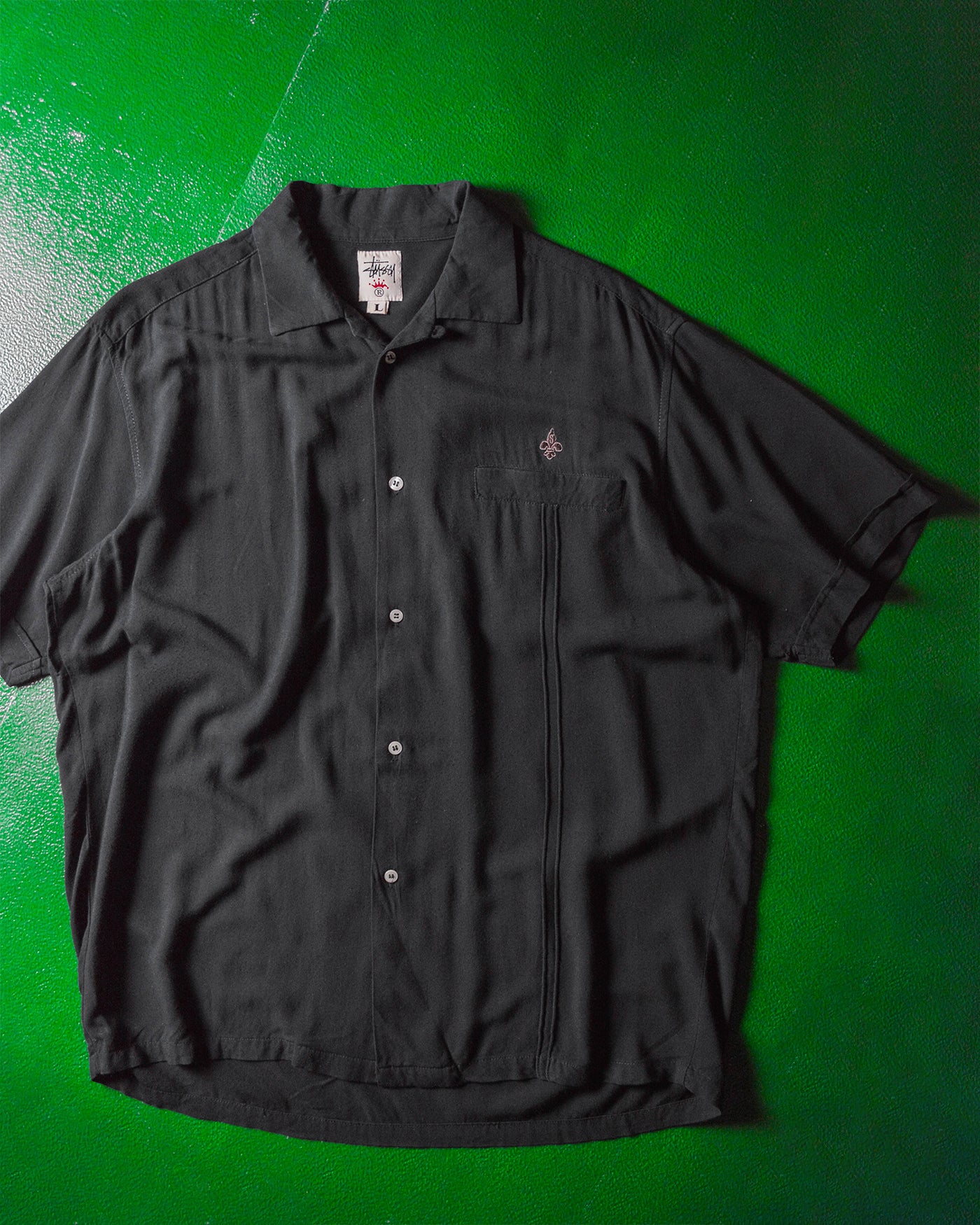 1994 Black Rayon Oxford Cramden Boxy Shirt (L~XL)