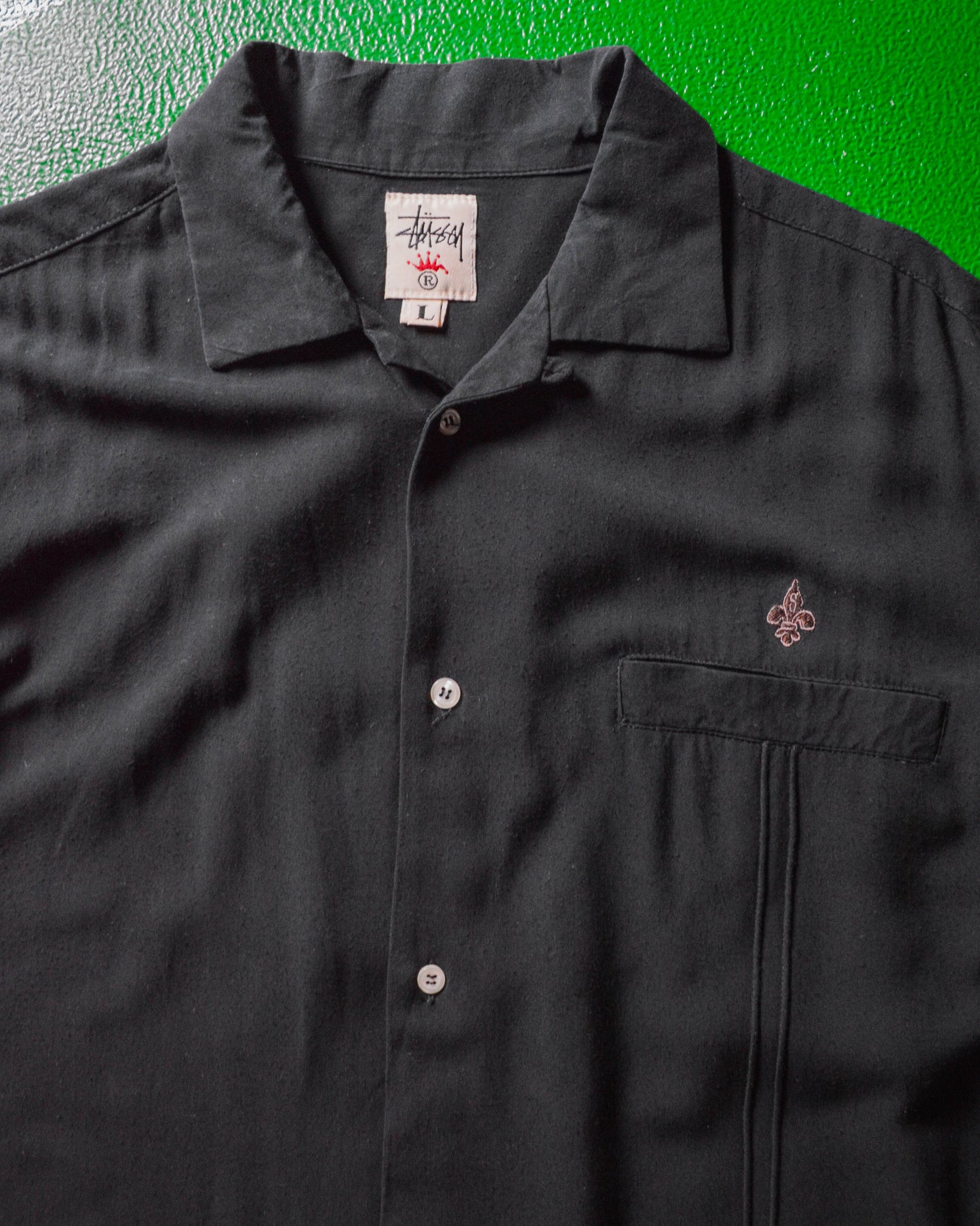 1994 Black Rayon Oxford Cramden Boxy Shirt (L~XL)