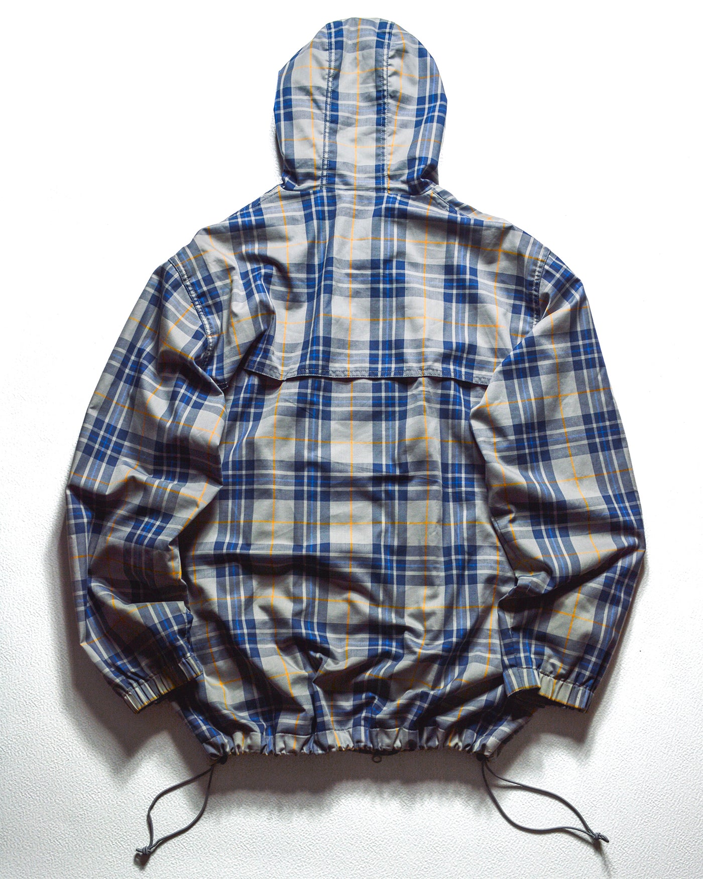 Early 2000s Plaid Mesh Lined Grey Blue Orange Windbreaker Jacket (L)