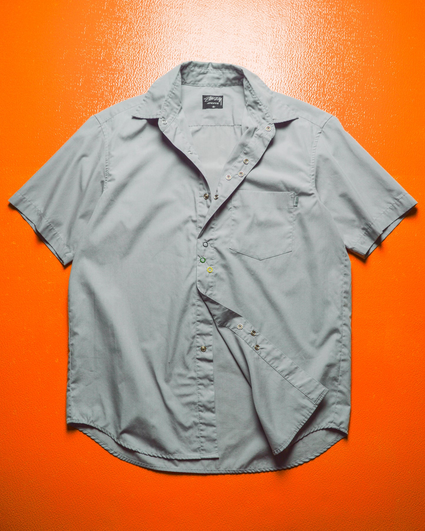 Grey Crazy Snap Button Short Sleeve Shirt (M)