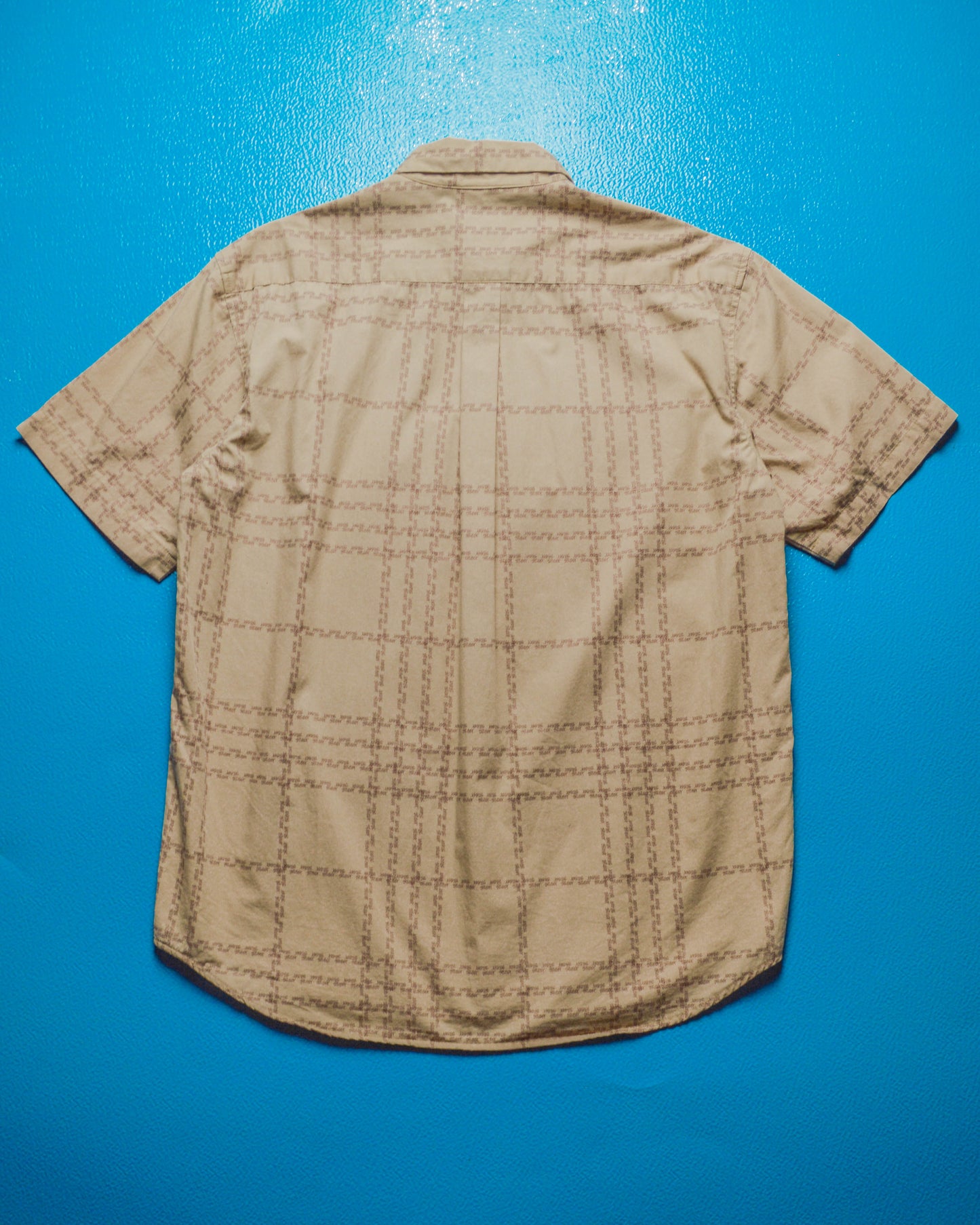Logo Check Beige Short Sleeve Shirt (M)