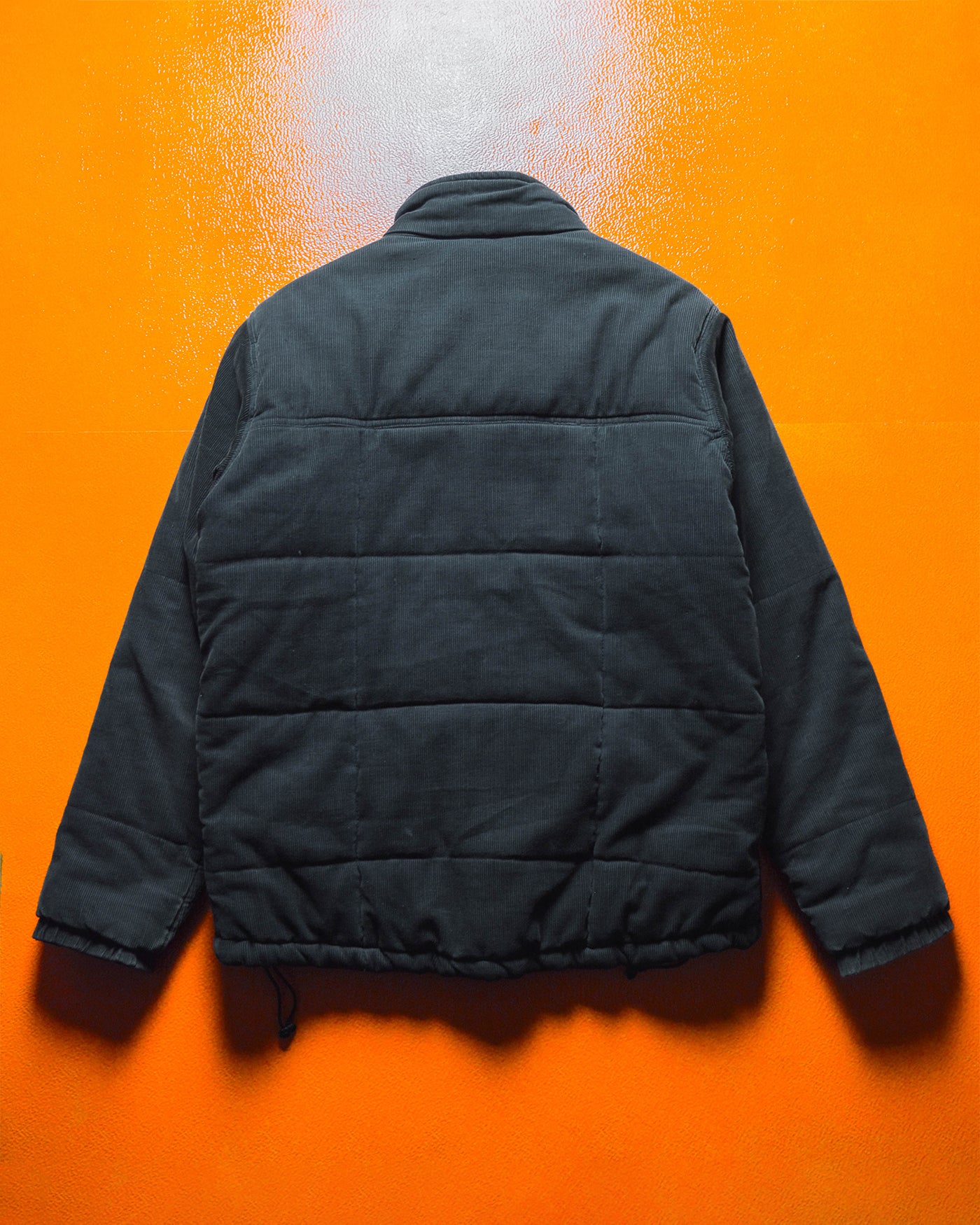 Washed Black Corduroy Puffer Jacket (S)