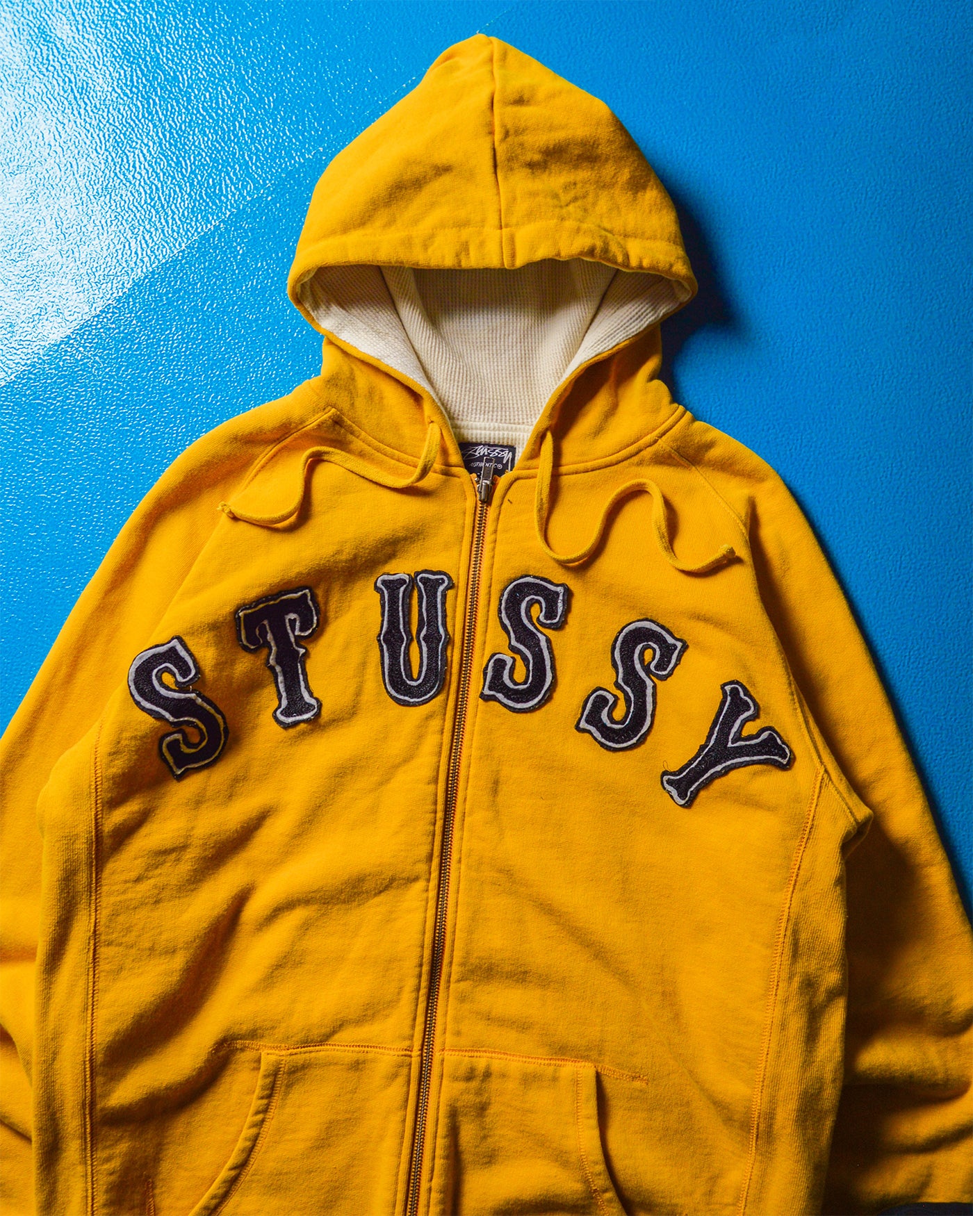 Yellow Logo Applique Thermal Lined Zip Up Hoody (XL)