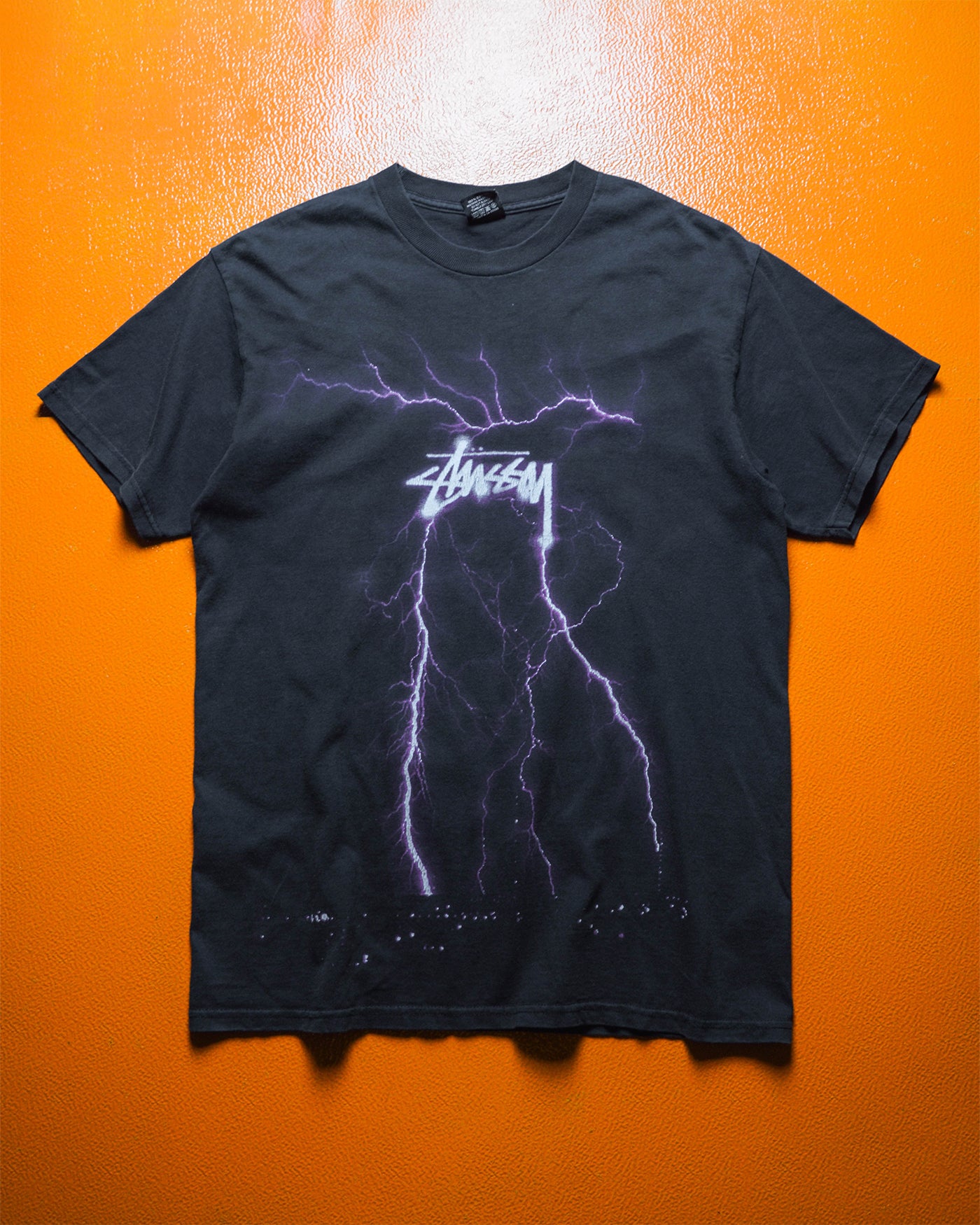 Washed Black Lightning Graphic T-shirt (M)
