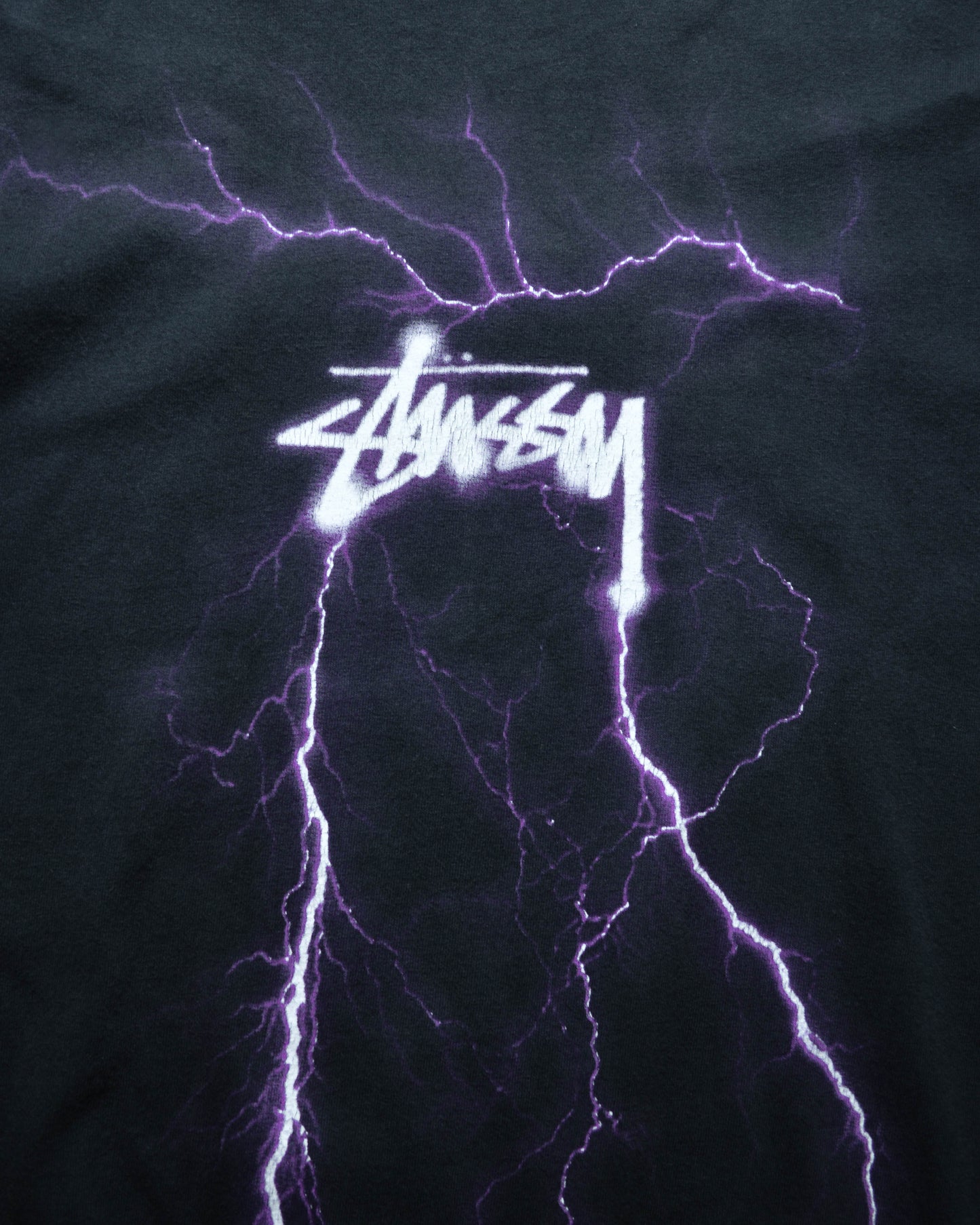 Washed Black Lightning Graphic T-shirt (M)