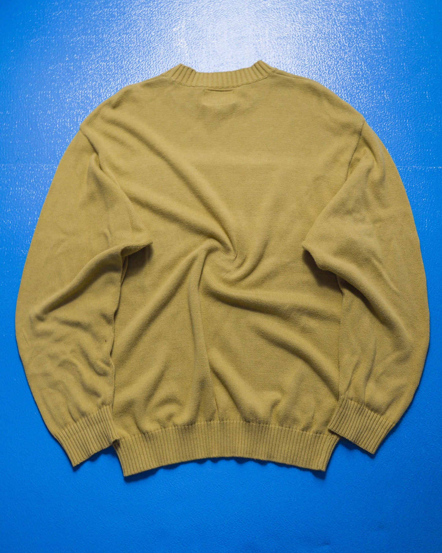90s Spell-out Muted Yellow Knit Jumper (~L~)