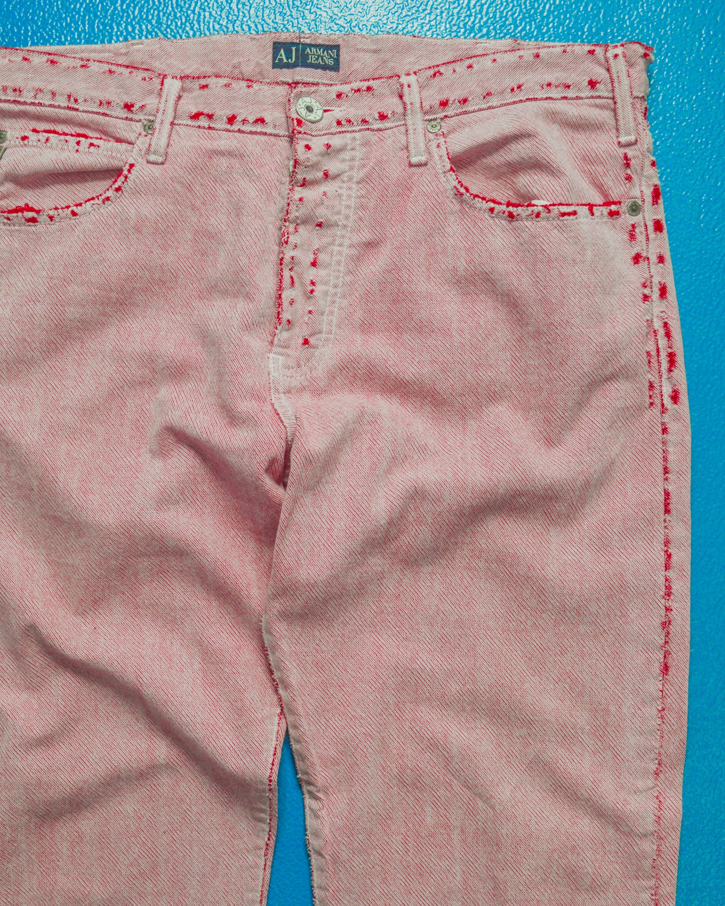 Distressed Pink / Red Released Hem Style Pants (36)