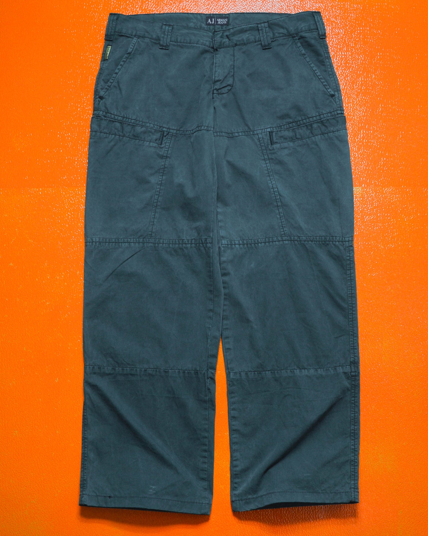 Grey Side Slant Pocket Panelled Cargo Pants (~34~)