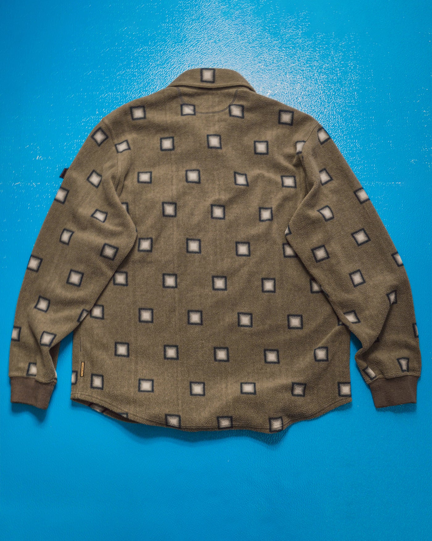 90s Square Pattern Zip Up Fleece (L~XL)