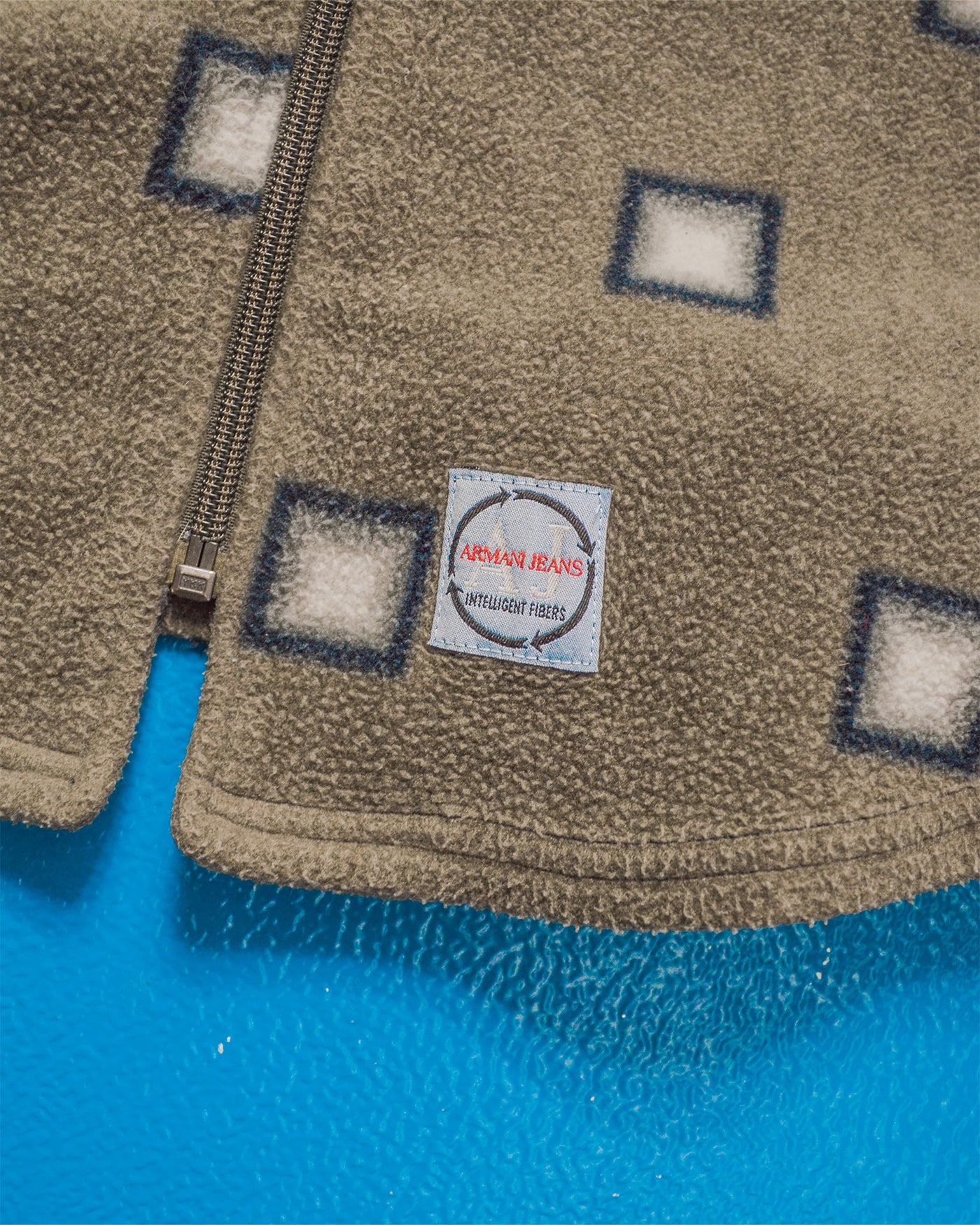 90s Square Pattern Zip Up Fleece (L~XL)