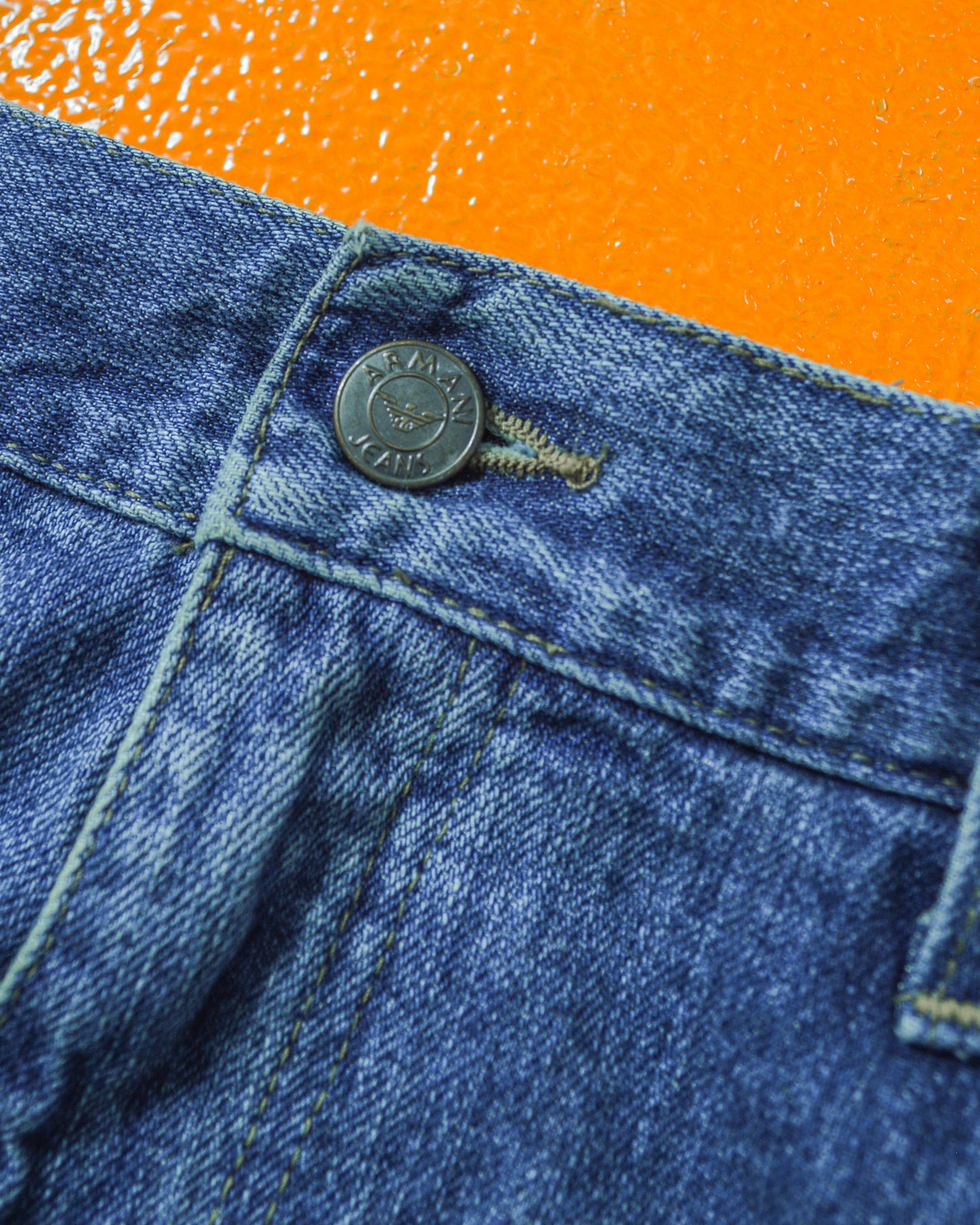 Medium Wash Shifted Side Seam Asymmetrical Patch Pocket Jeans (33~34)