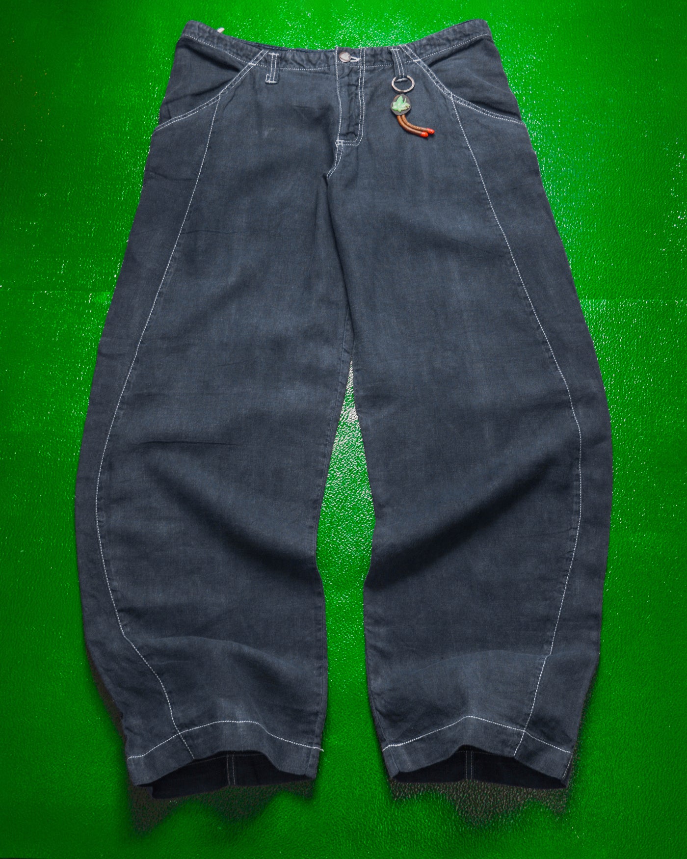 Armani Jeans Vintage Navy Lightweight Hemp Panelled Pants 