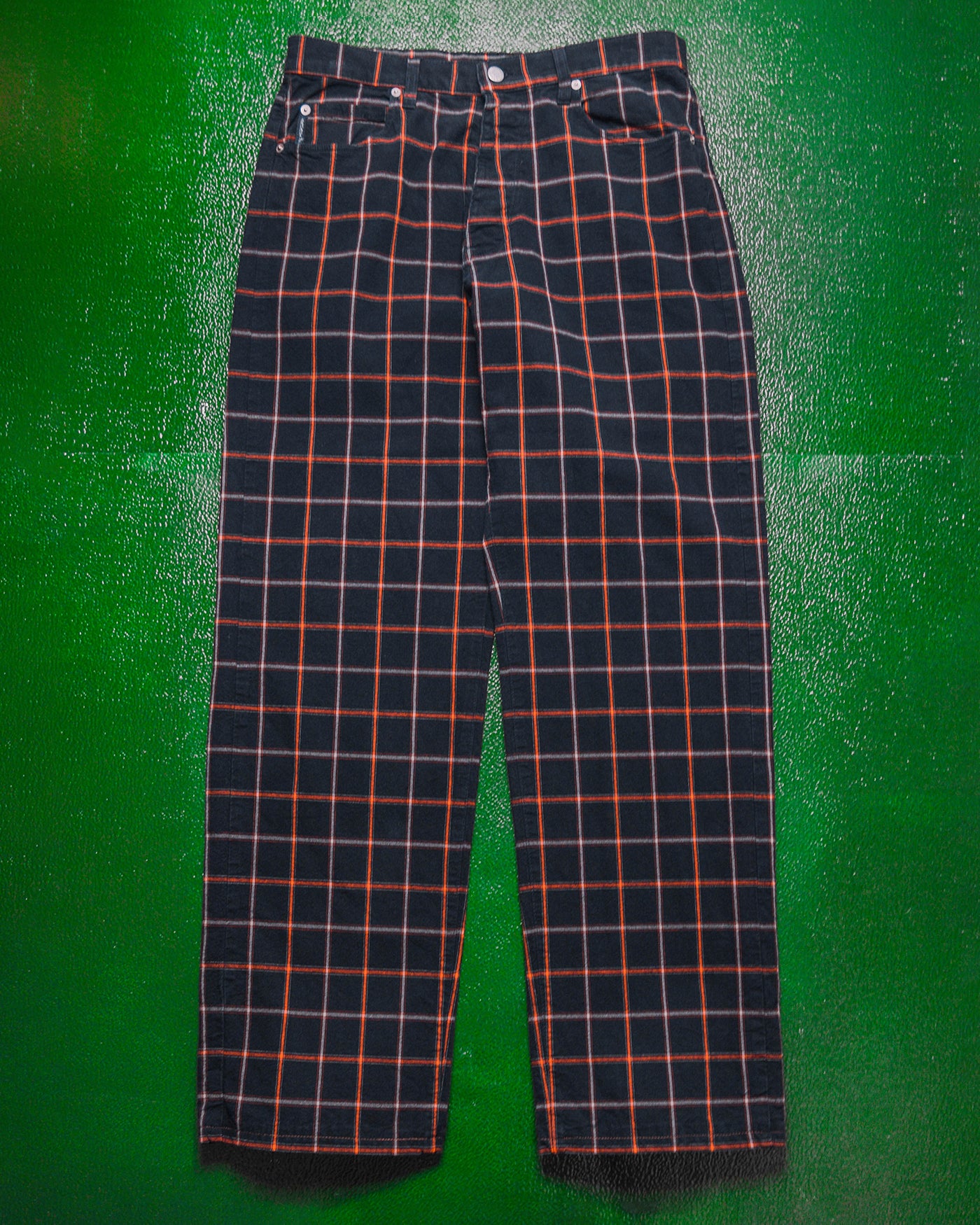 Navy Orange White Plaid Pants (~32~)